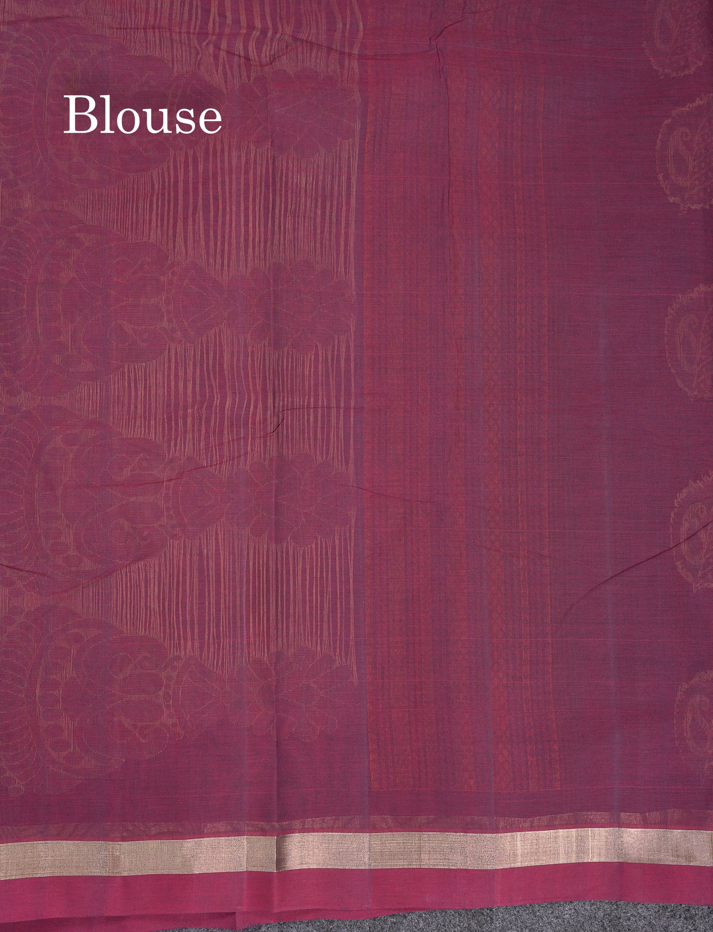 Beautiful Navy Blue Thread Work Butta Handloom Pure Cotton Saree With Contrast Maroon Blouse