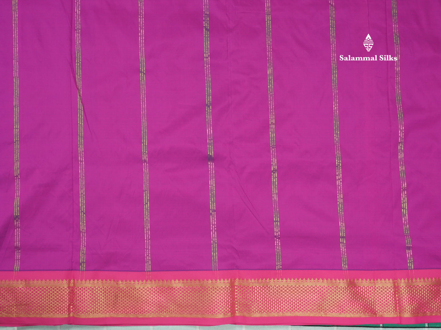 11 Yards Semi Silk Saree Royal Blue with Contrast Pink Border