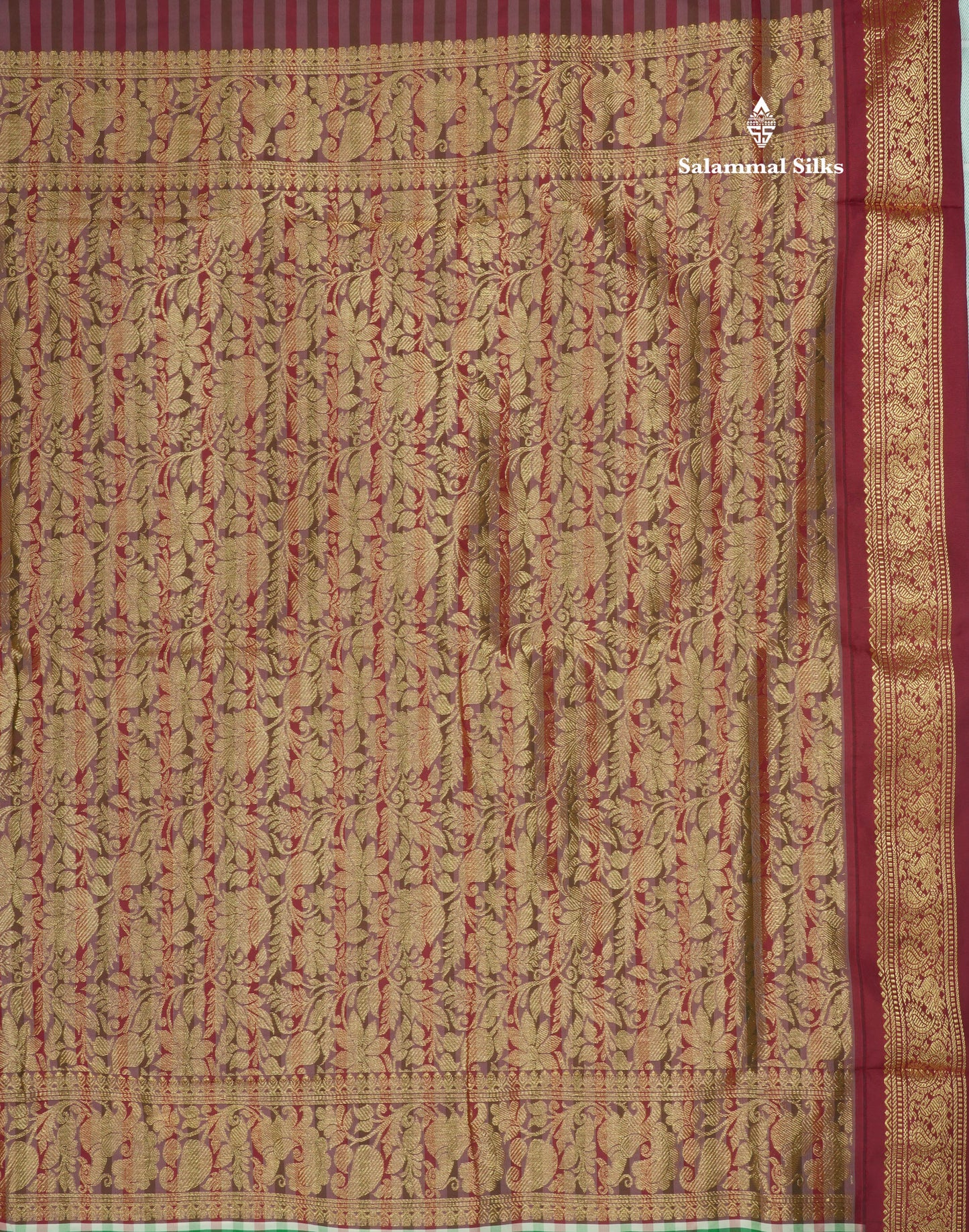 11 Yards Semi Silk Saree Multicolour Checks with Traditional Maroon Border