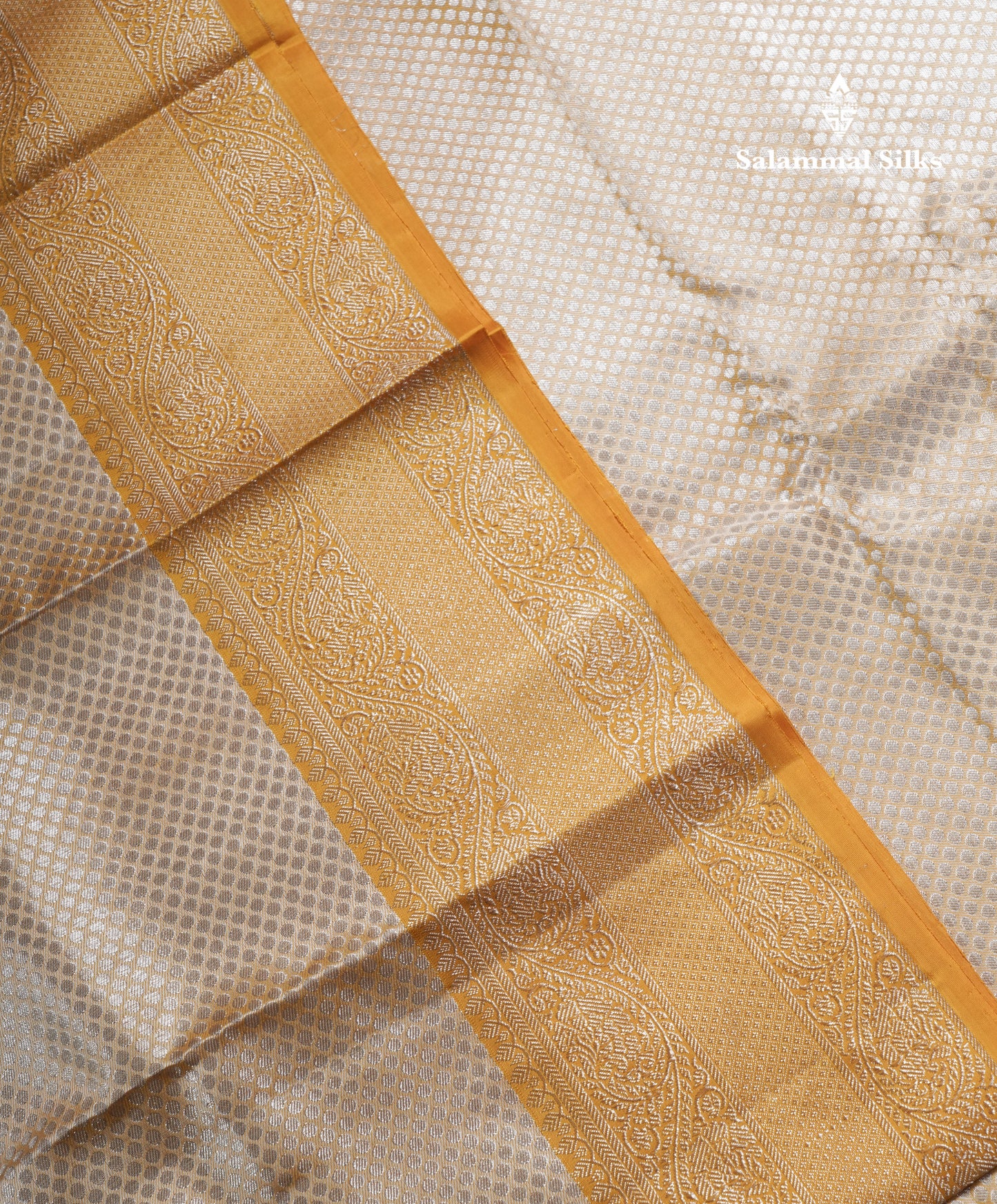 Sandal Bridal Pure Kanjivaram Silk Saree With Contrast Mustard Yellow Menakari Work Evening Morning Border