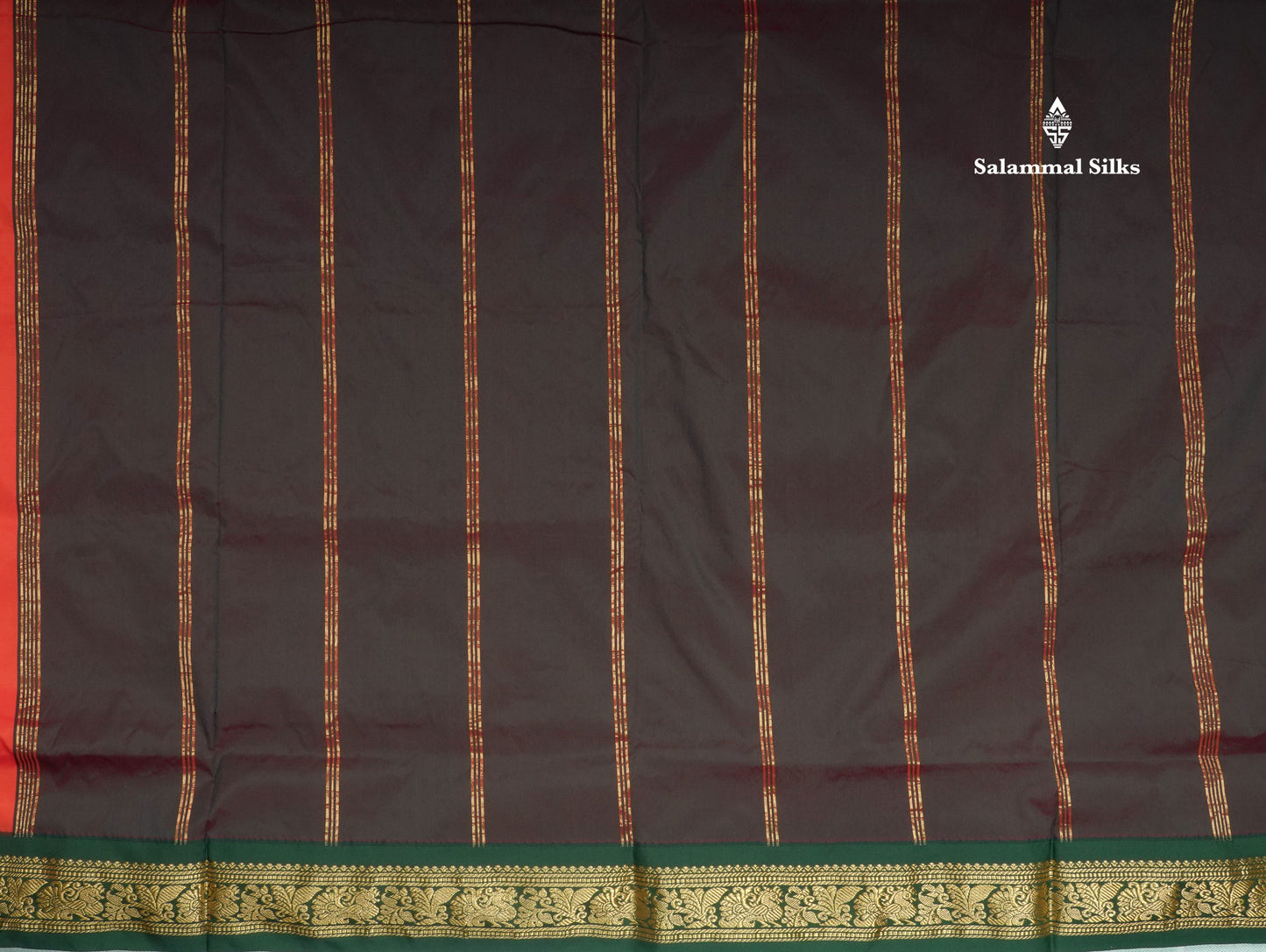 11 Yards Semi Silk Saree Green with Contrast Pink Border