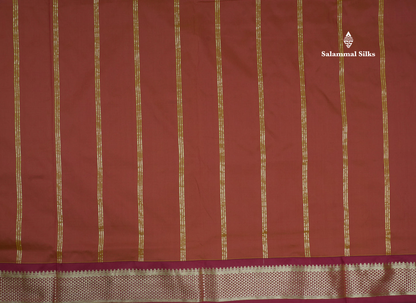 11 Yards Semi Silk Saree Beige with Contrast Maroon Border