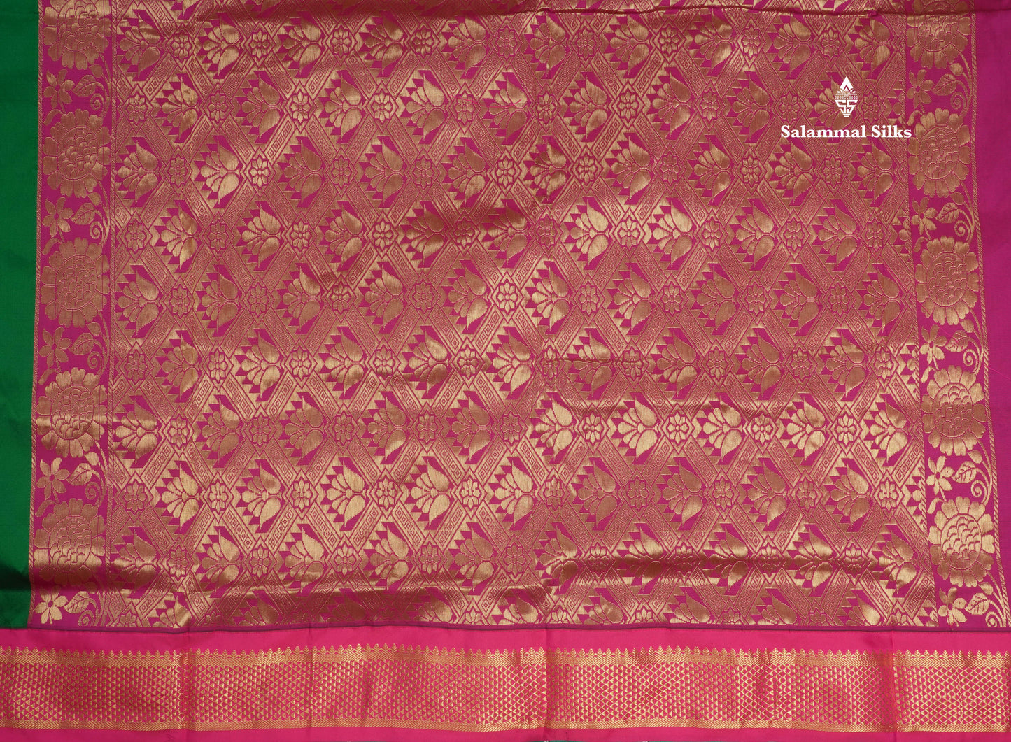 11 Yards Semi Silk Saree Peacock Blue with Contrast Pink Border