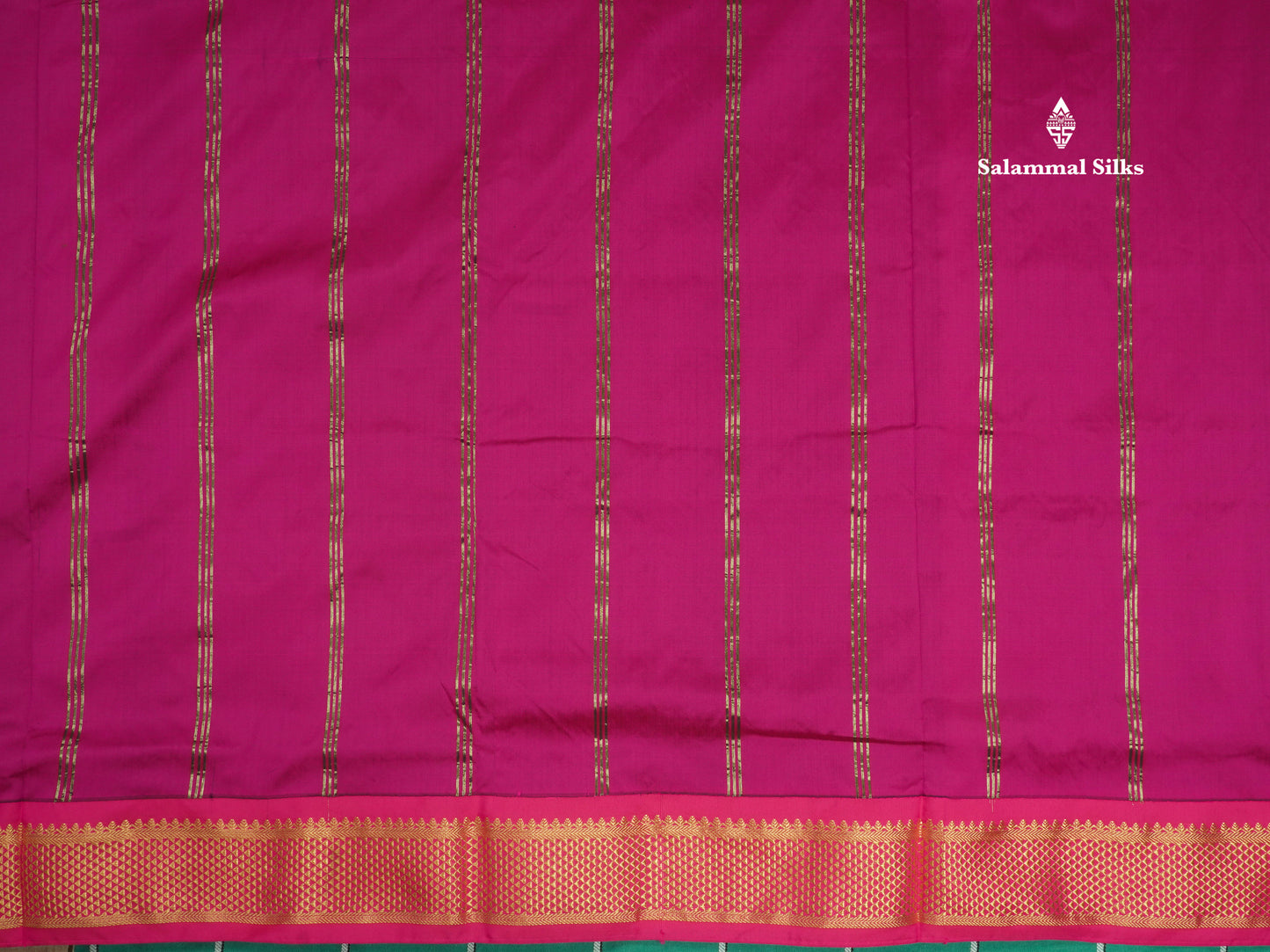 11 Yards Semi Silk Saree Royal Blue with Contrast Pink Border