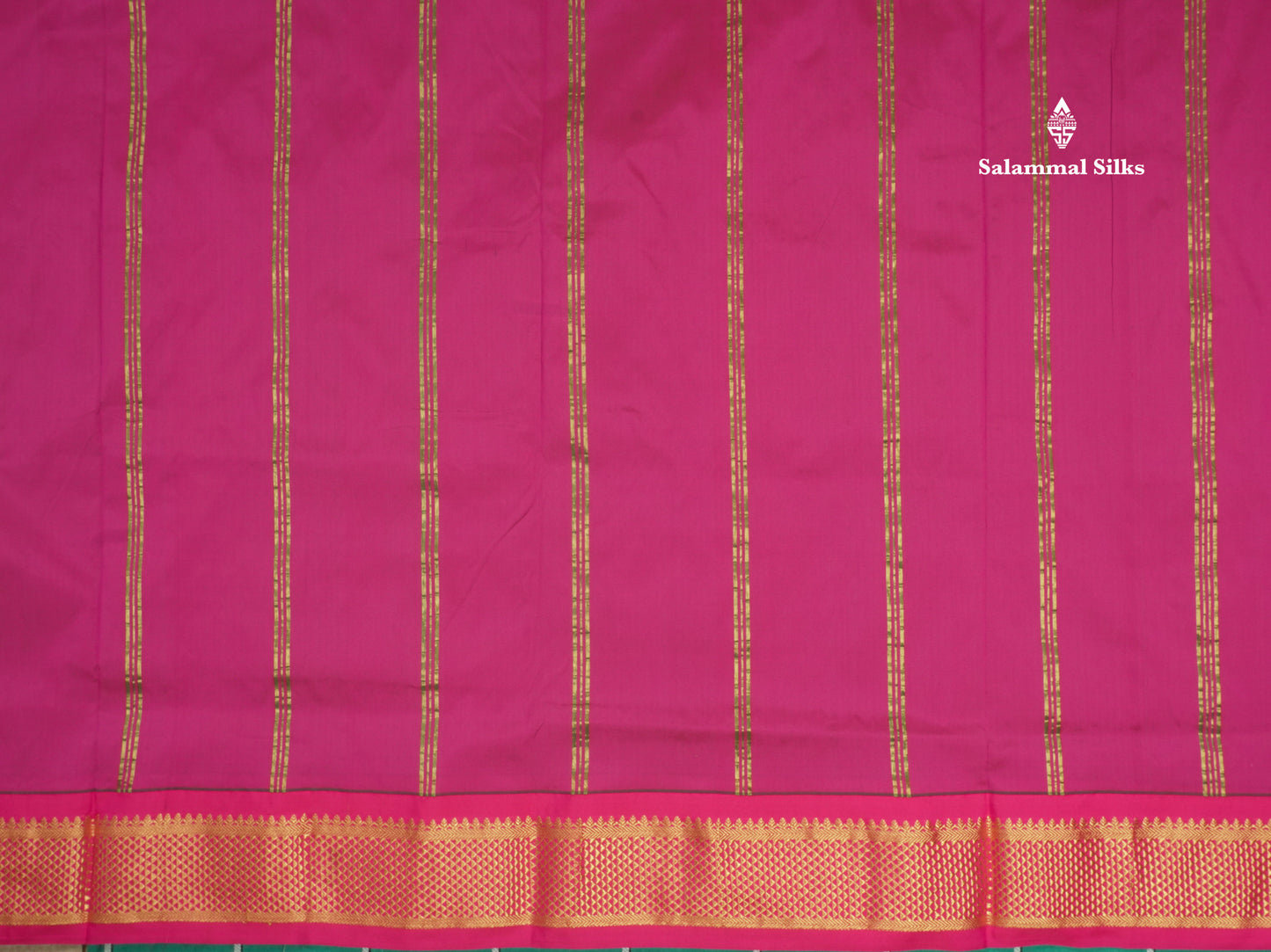 11 Yards Semi Silk Saree Royal Blue with Contrast Pink Border