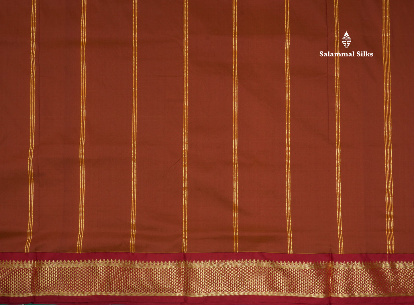 11 Yards Semi Silk Saree Beige with Contrast Maroon Border