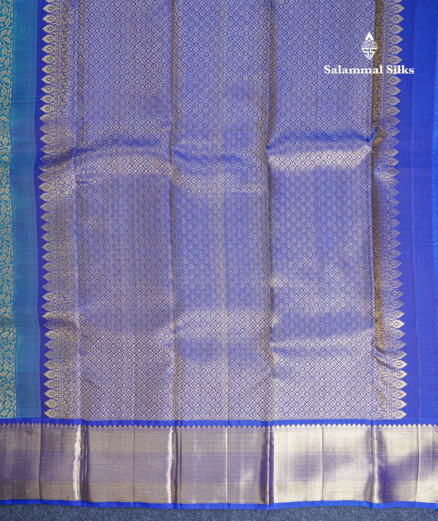 Ramar Blue Bridal Pure Kanjivaram Silk Saree With Contrast Royal Blue Border