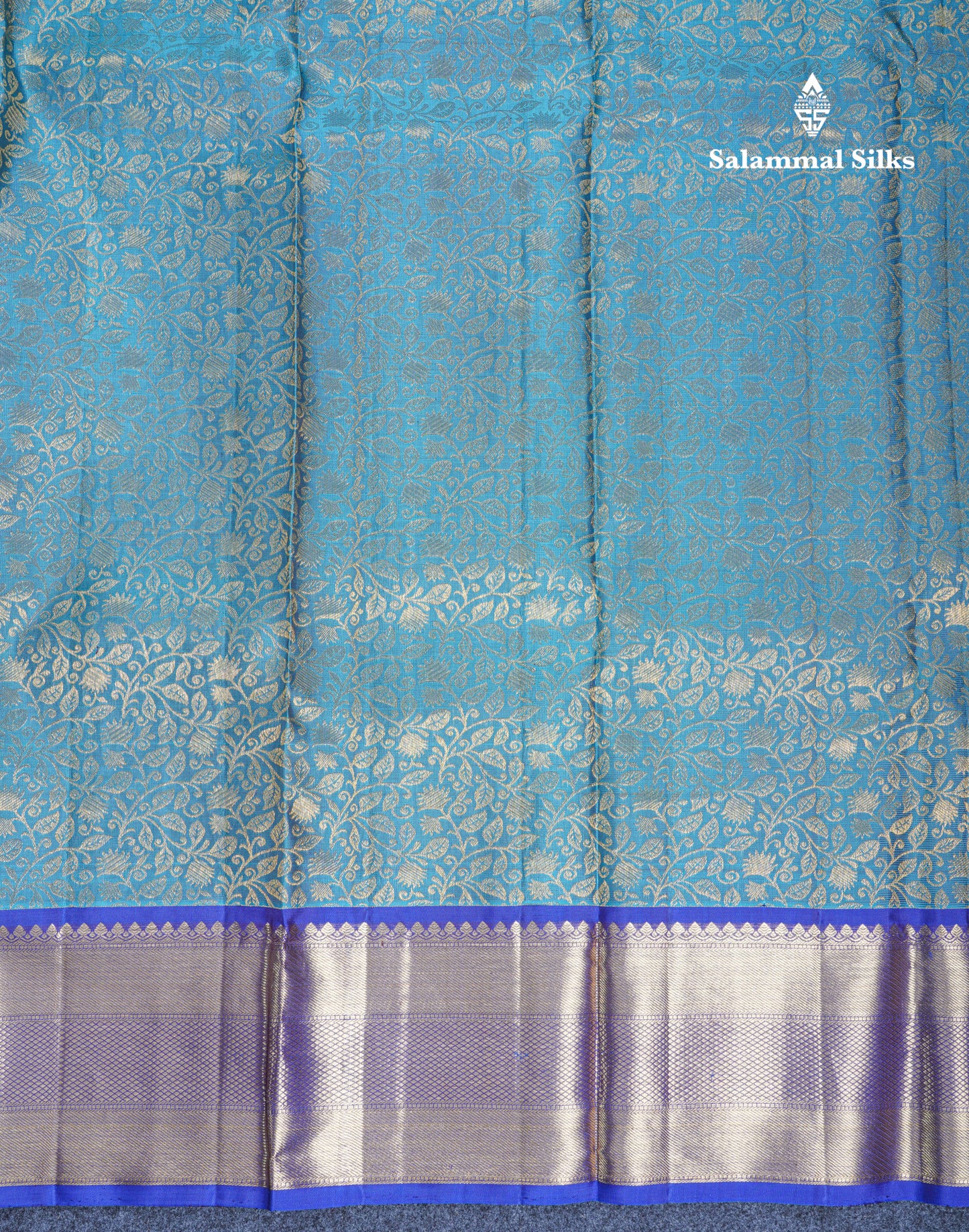 Ramar Blue Bridal Pure Kanjivaram Silk Saree With Contrast Royal Blue Border