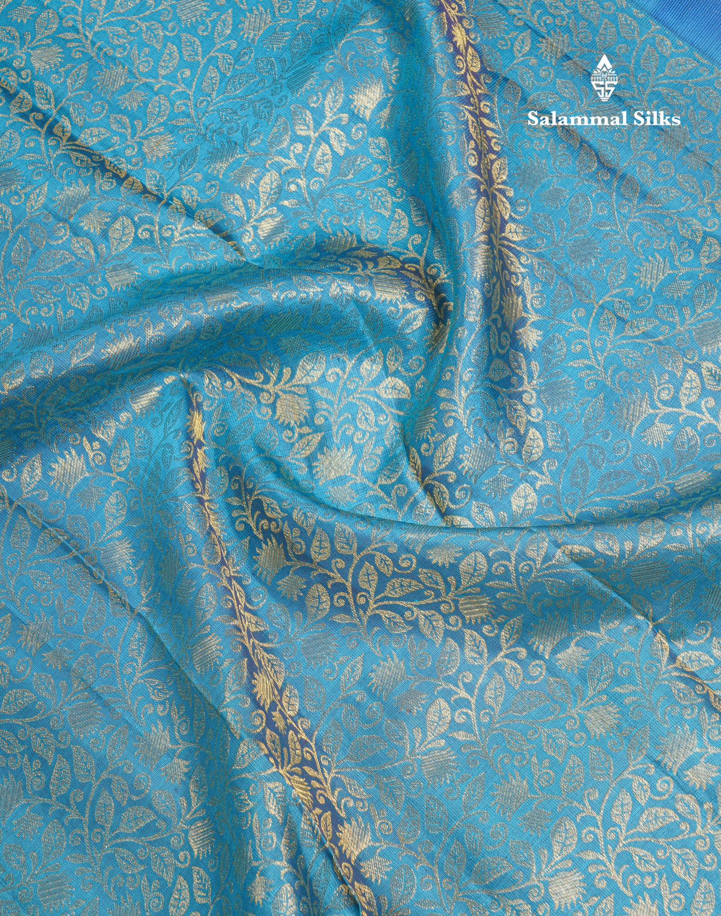 Ramar Blue Bridal Pure Kanjivaram Silk Saree With Contrast Royal Blue Border
