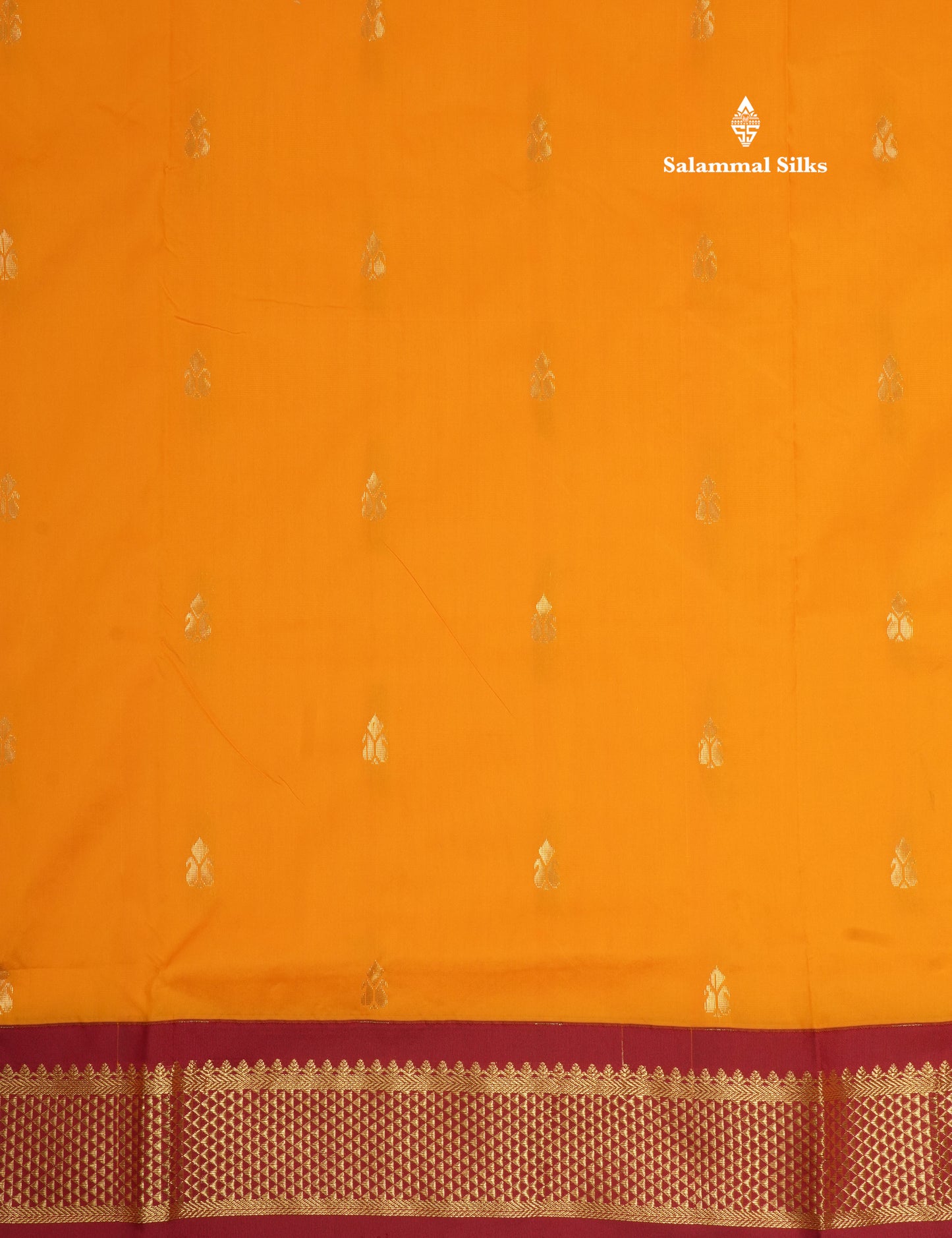 11 Yards Semi Silk Saree Mango Yellow with Contrast Maroon Border