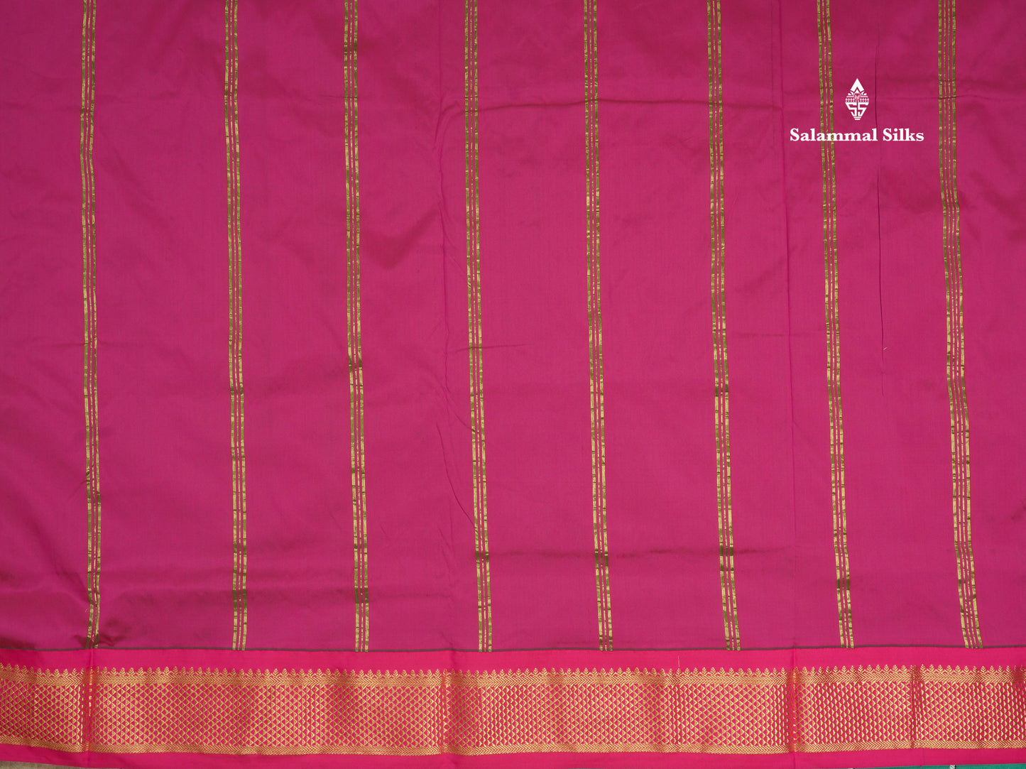 11 Yards Semi Silk Saree Royal Blue with Contrast Pink Border