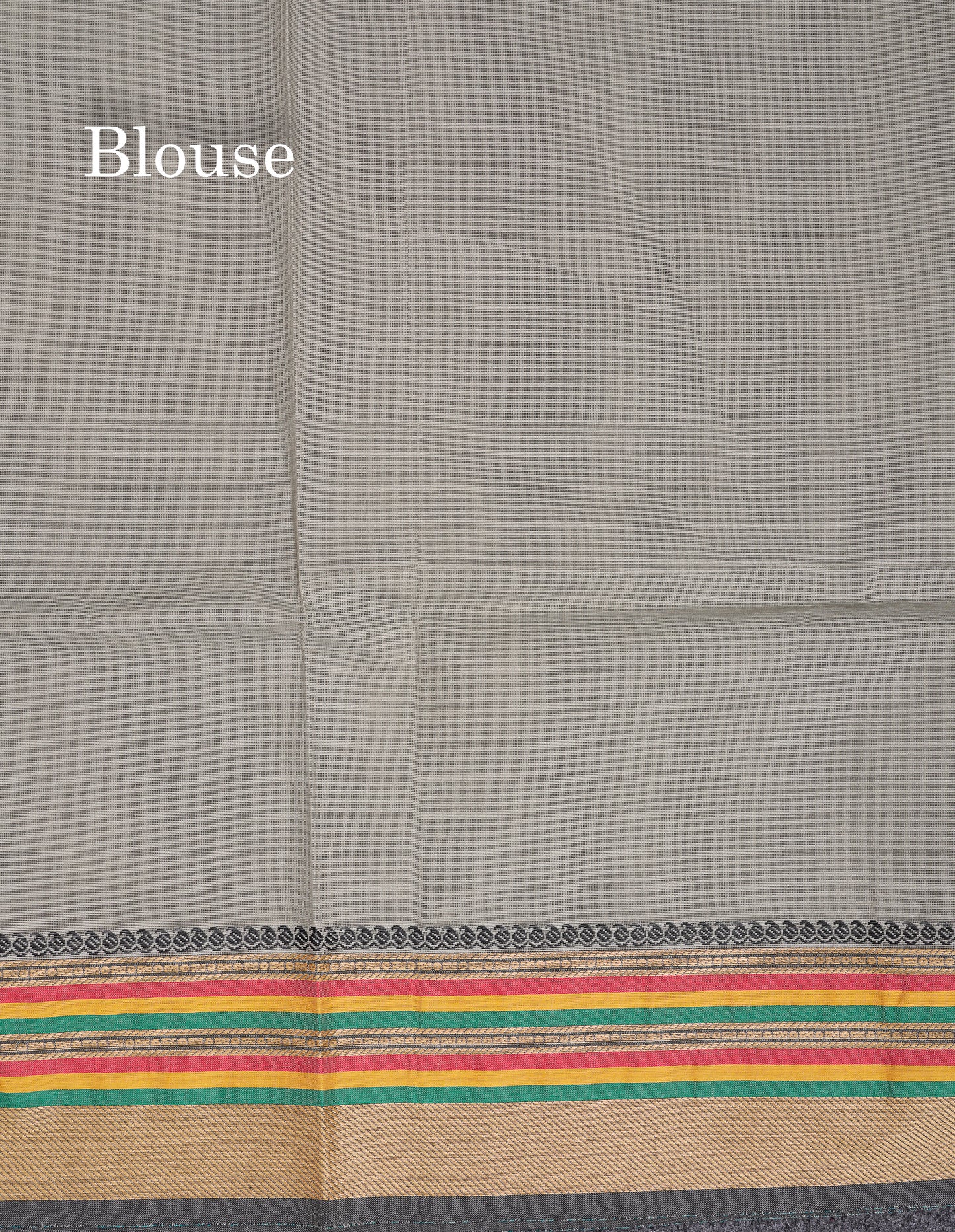 Beautiful Elephant Grey Thread Work Butta Pure Cotton Saree With Traditional Border