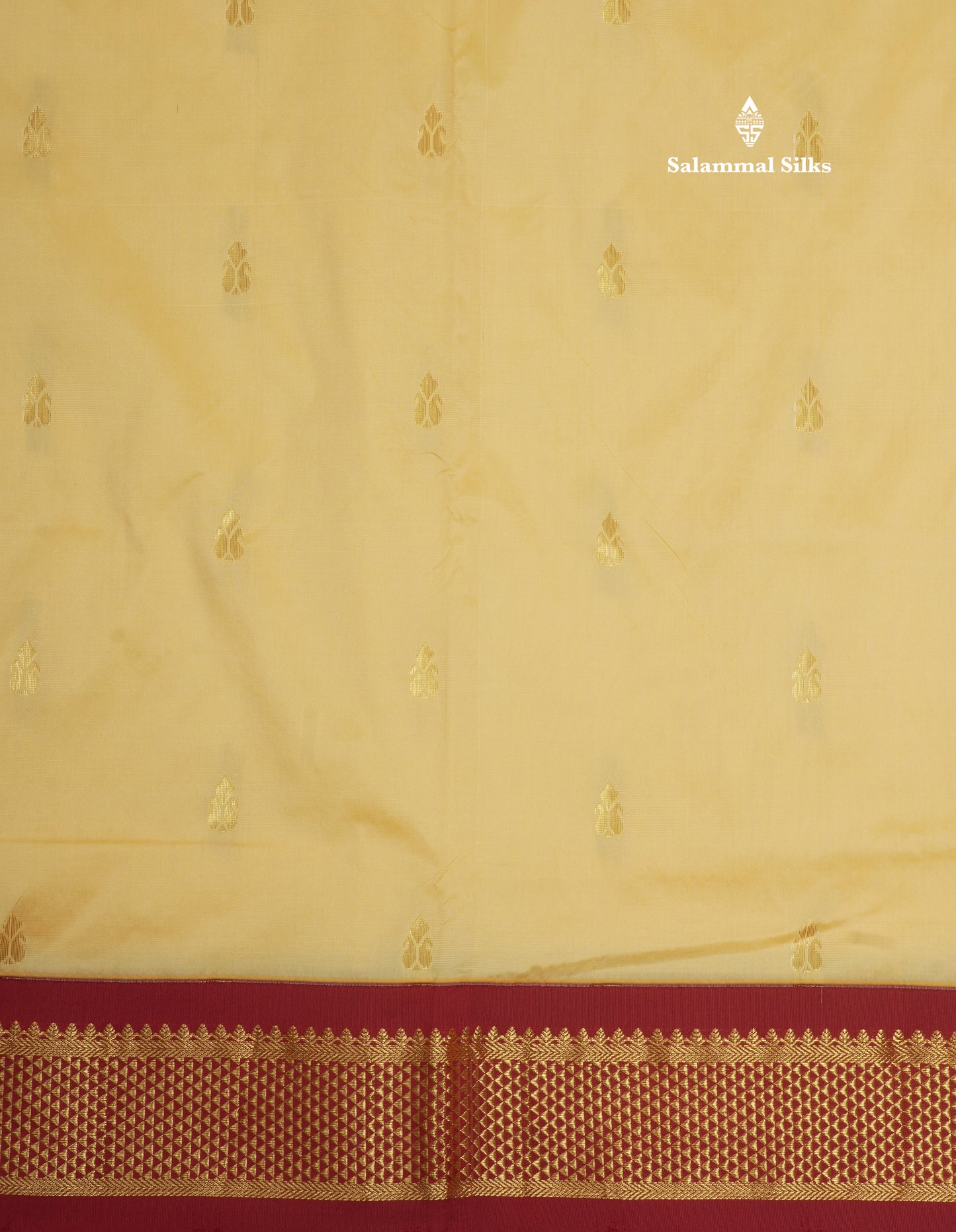 11 Yards Semi Silk Saree Mango Yellow with Contrast Maroon Border