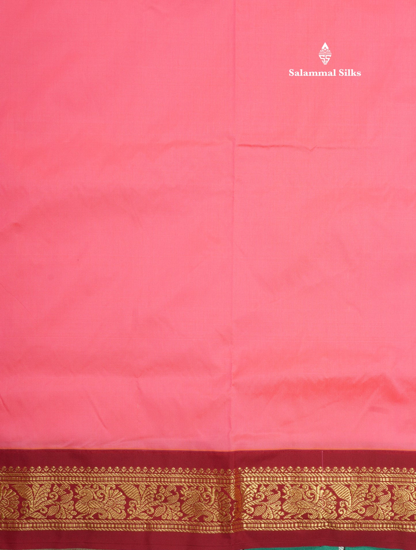 11 Yards Semi Silk Saree Green with Contrast Pink Border