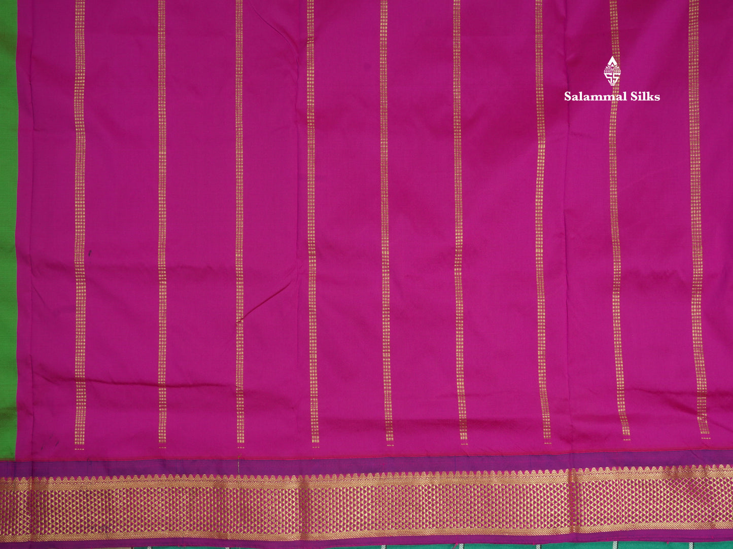 11 Yards Semi Silk Saree Chocolate with Contrast Magenta Border