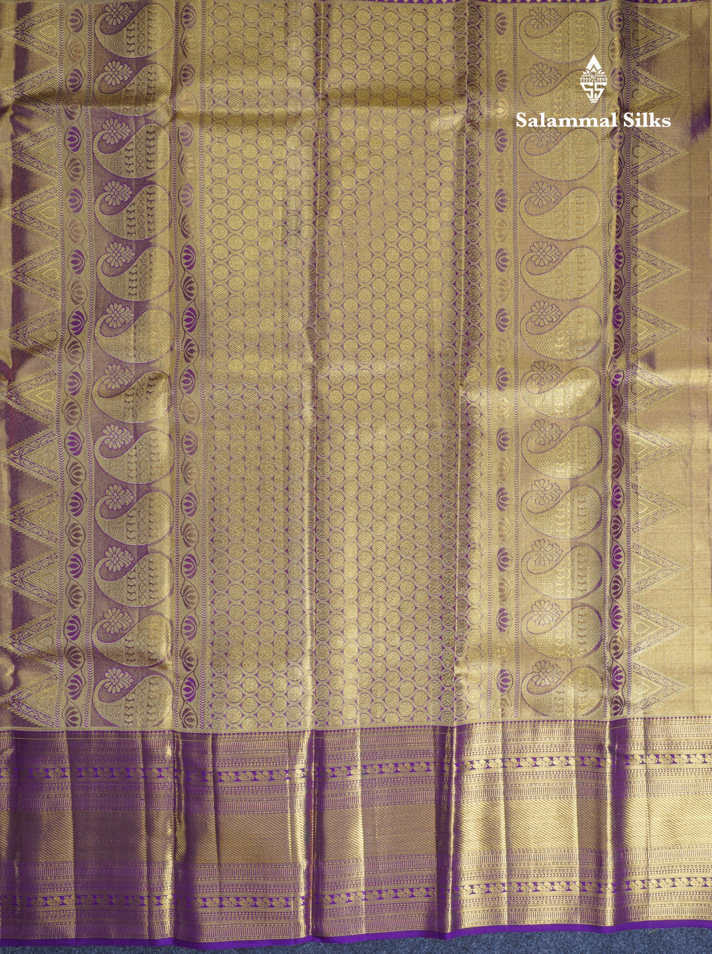 Pink Tissue Bridal Pure Kanjivaram Silk Saree With Contrast Dark Purple Long Traditional Border