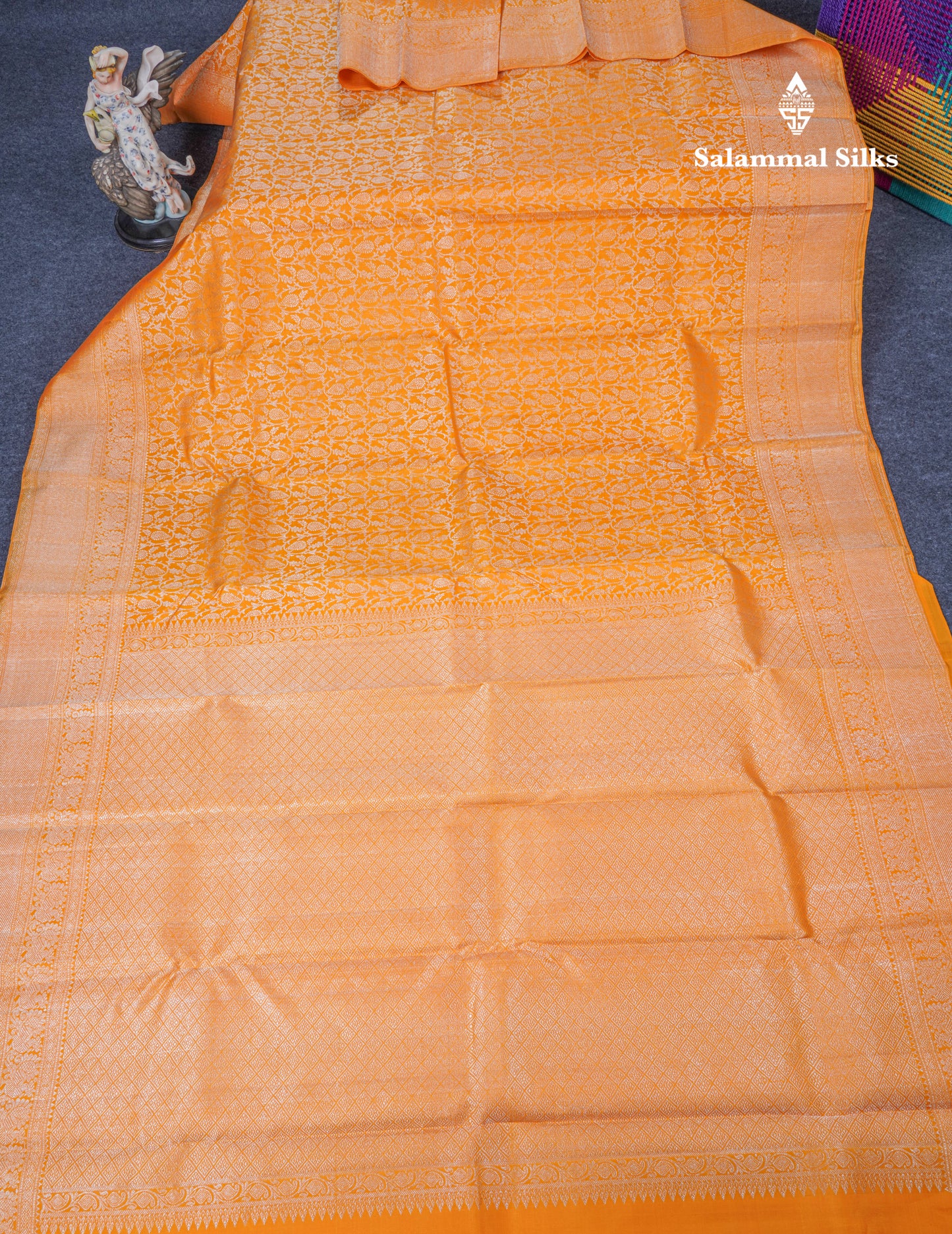 Mango Yellow Bridal Pure Kanjivaram Silk Saree With Self Border