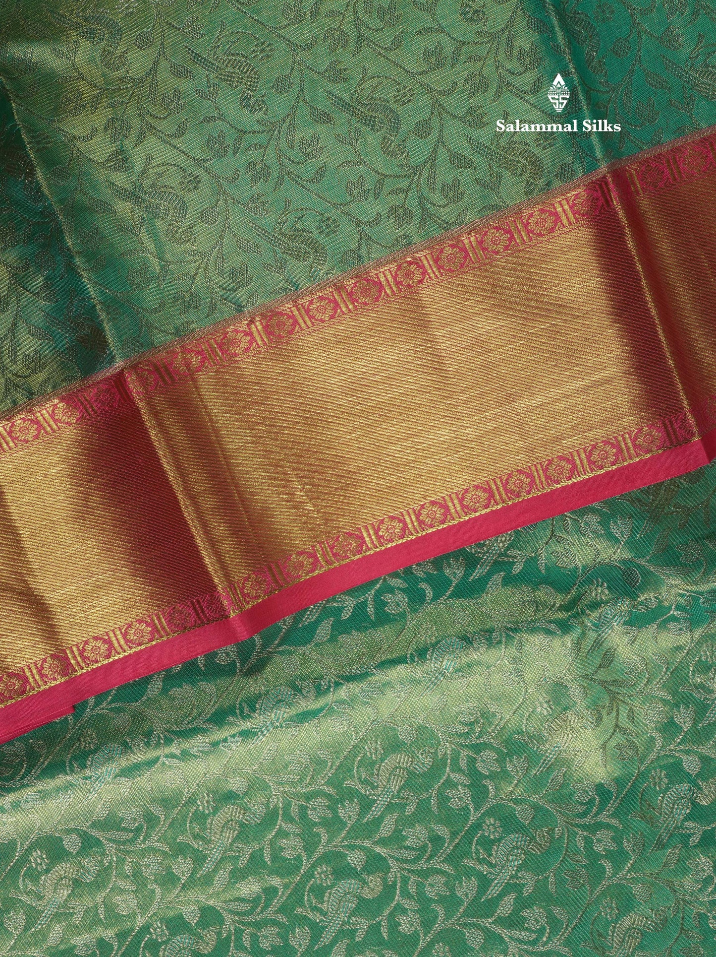 Sea Blue Beautiful Bridal Pure Kanjivaram Silk Saree With Long Pink Border