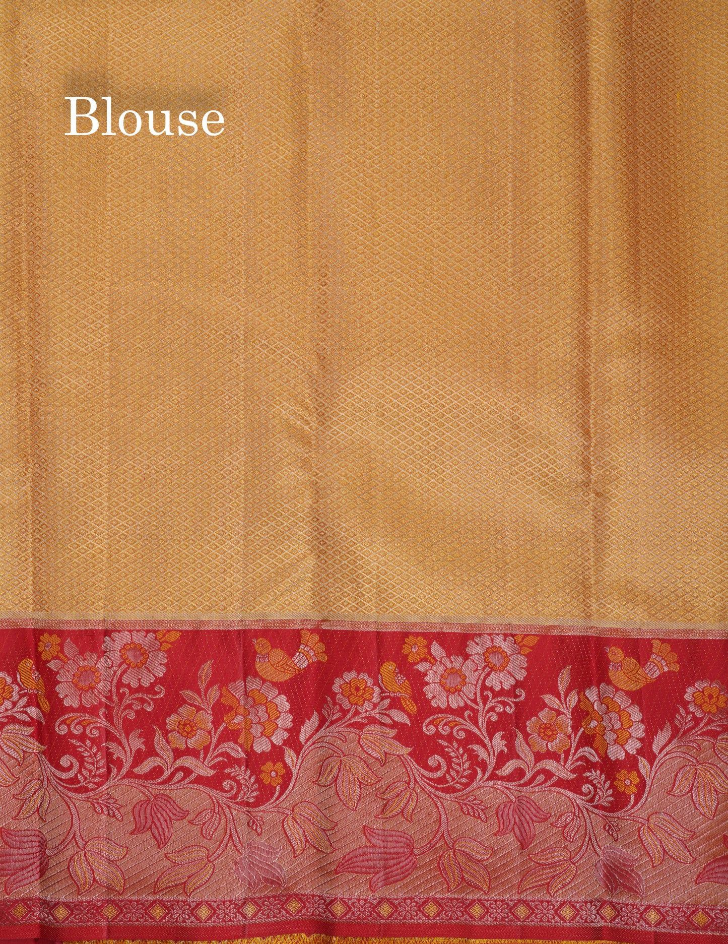 Beautiful Gold Tissue Bridal Pure Kanjivaram Silk Saree With Contrast Chilly Red Fancy Border