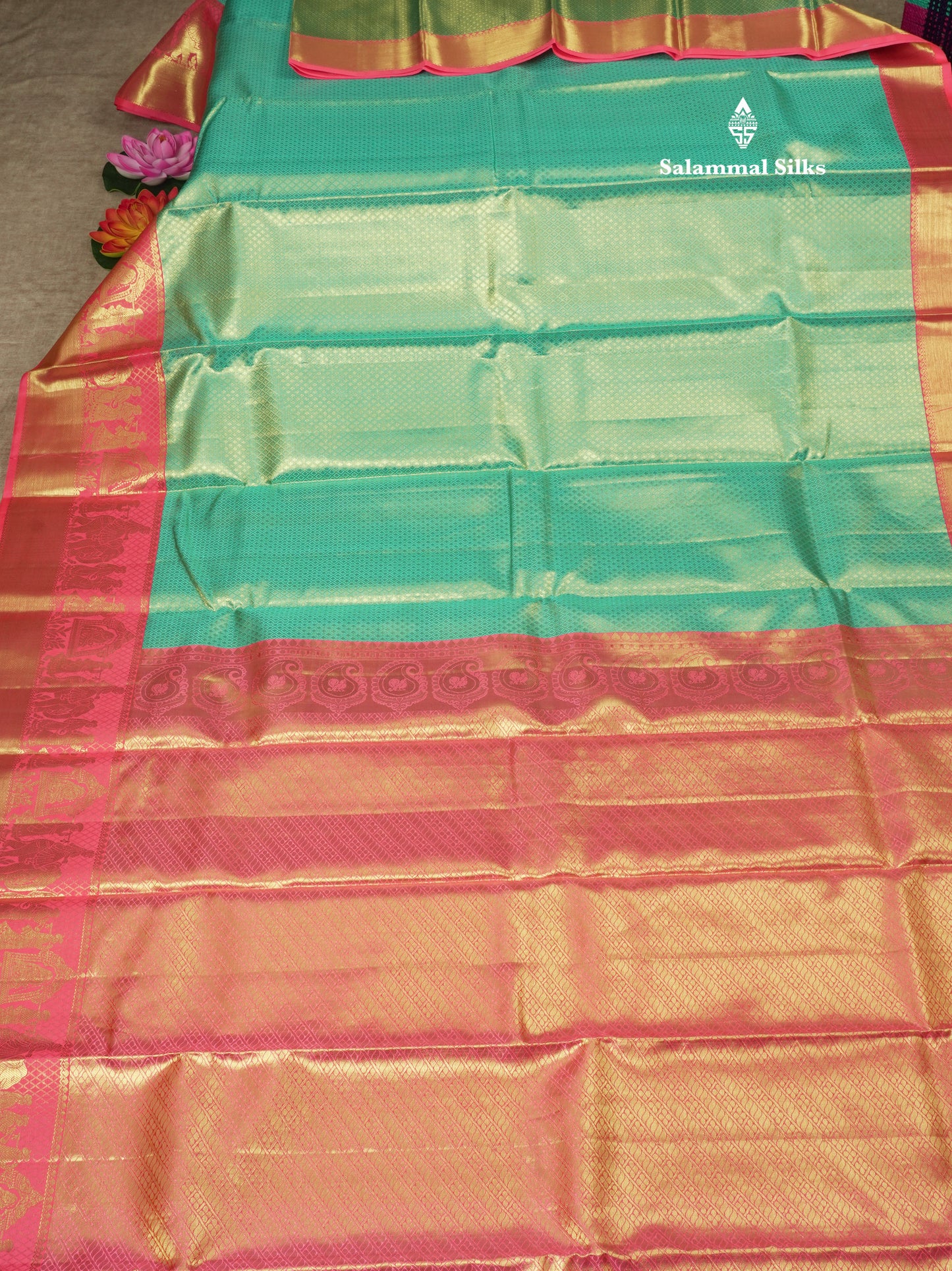 Rexona Grand Wedding Pure Kanjivaram Silk Saree With Dark Peach Traditional Pallakku Border