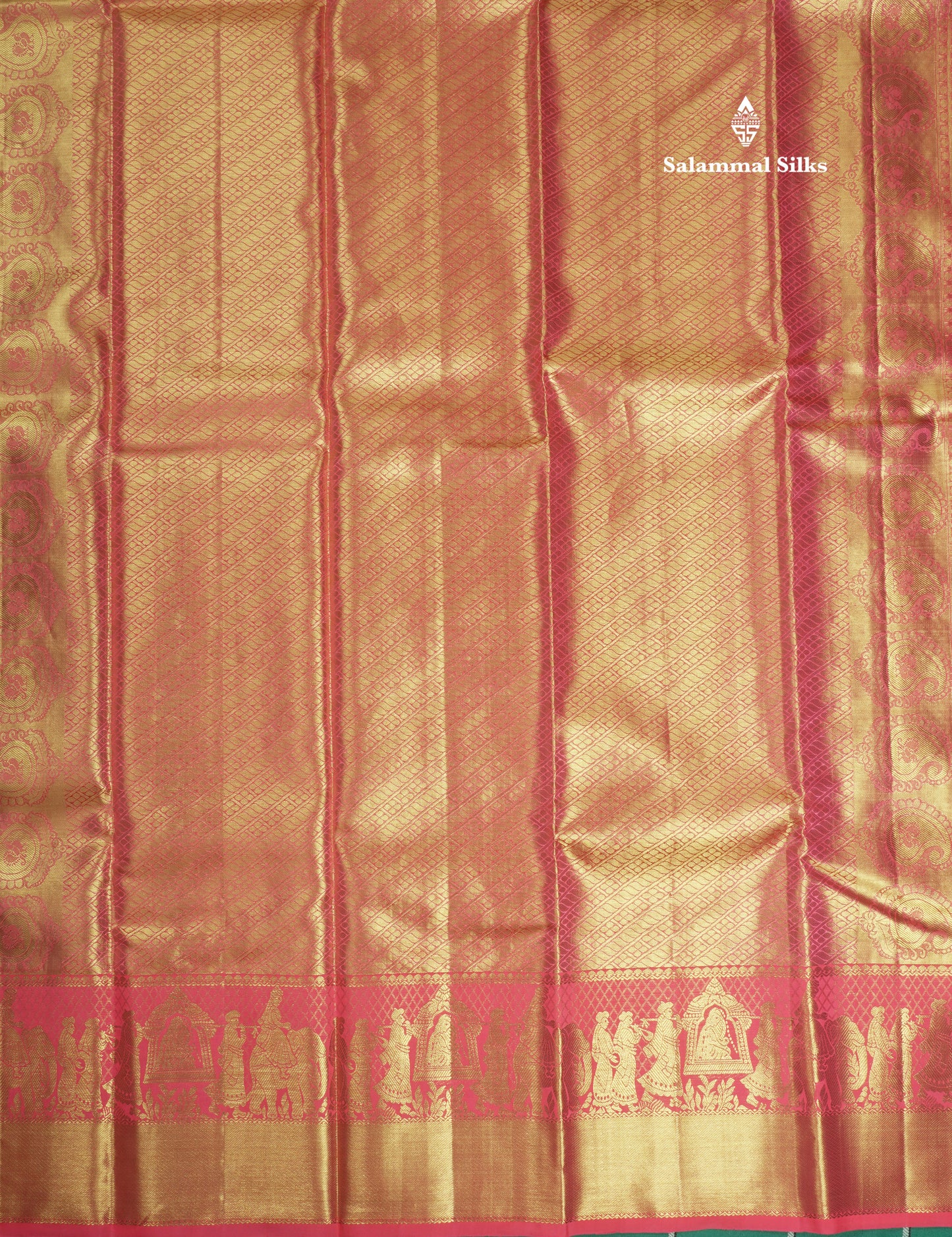 Rexona Grand Wedding Pure Kanjivaram Silk Saree With Dark Peach Traditional Pallakku Border