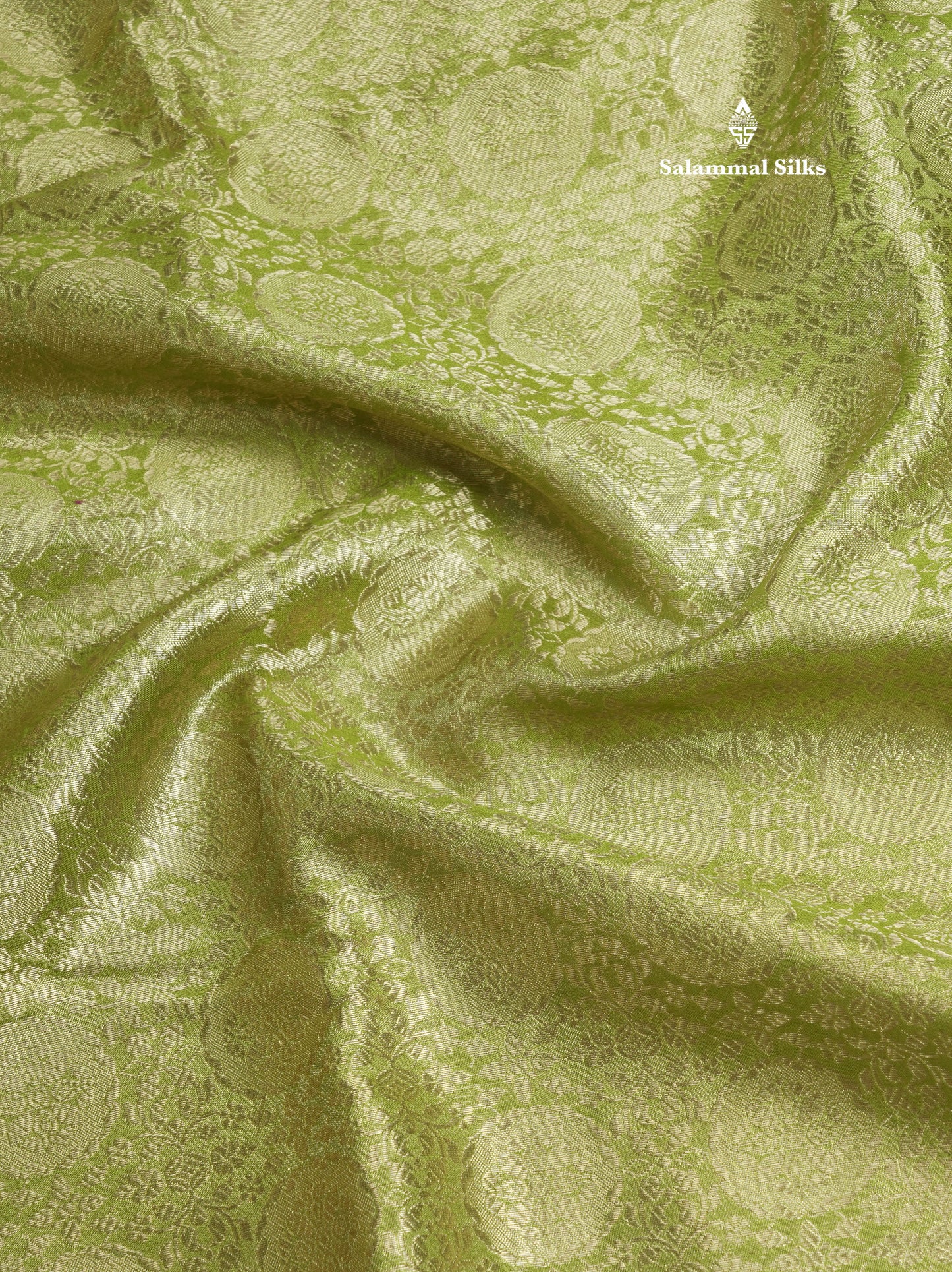 Beautiful Parrot Green Grand Tissue Banaras Fancy Saree With Self Border