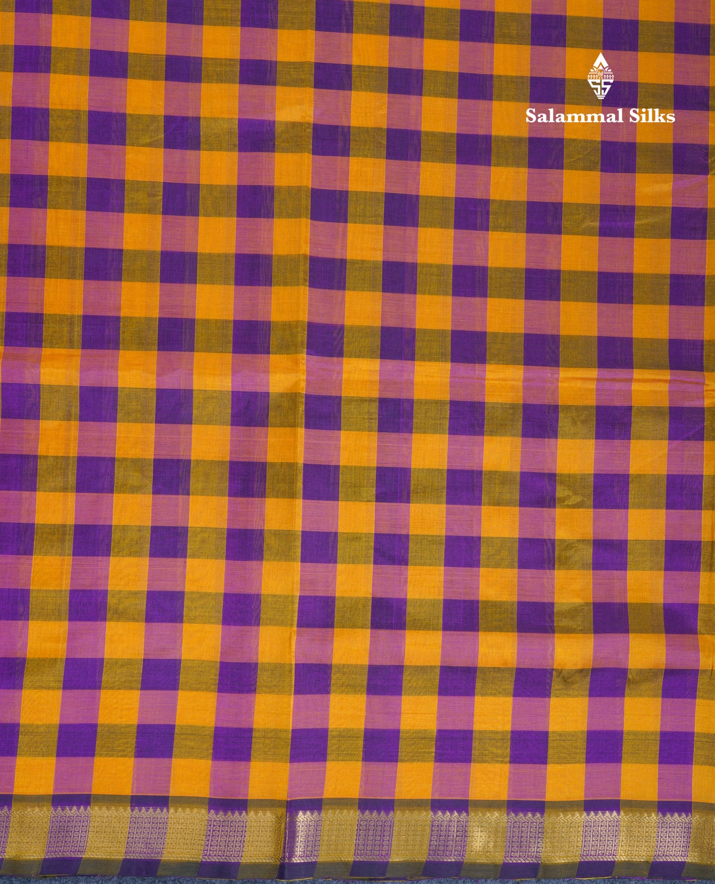 Beautiful Paalum Pazham Checks Handloom Pure Silk Cotton Saree With Traditional Small Border