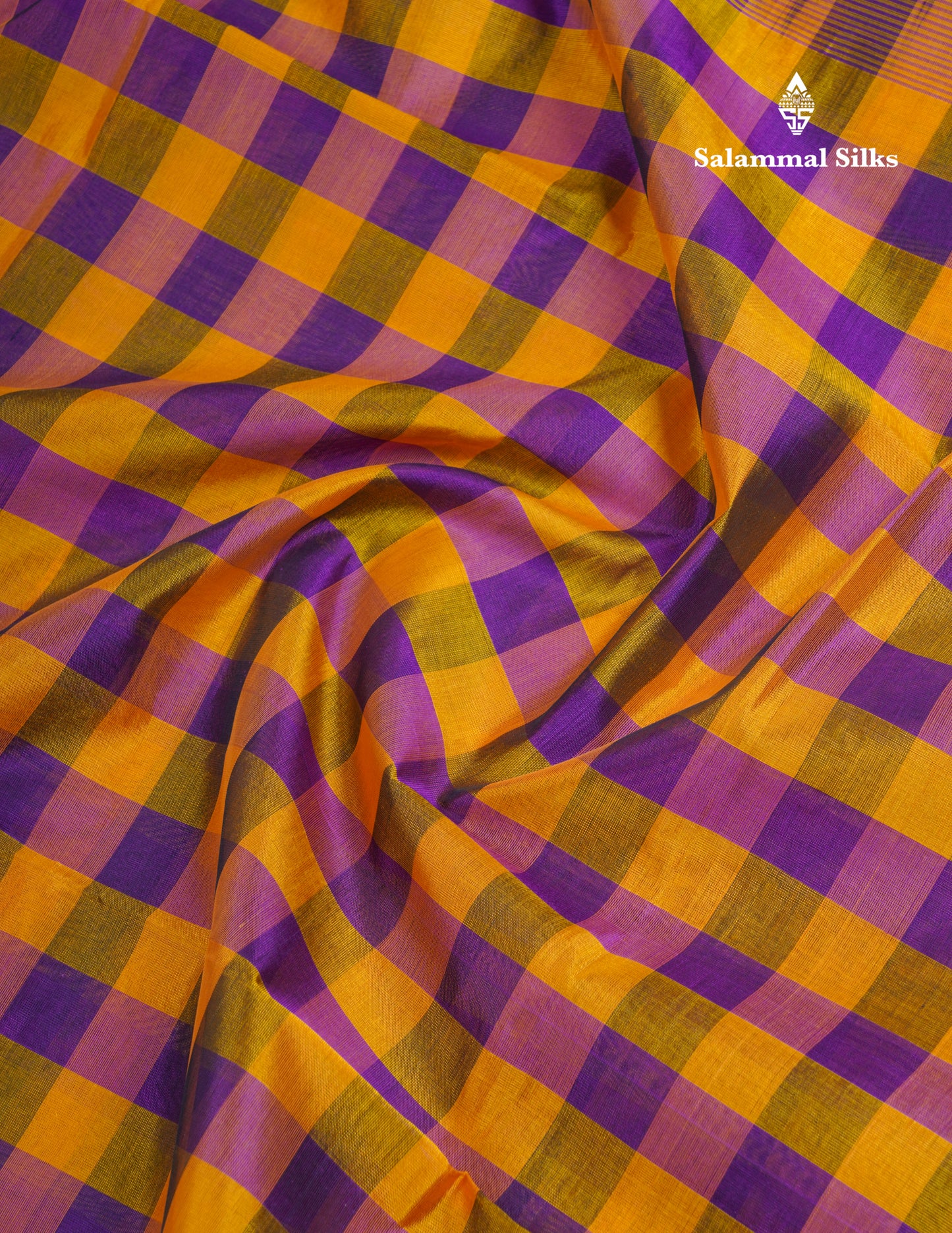Beautiful Paalum Pazham Checks Handloom Pure Silk Cotton Saree With Traditional Small Border