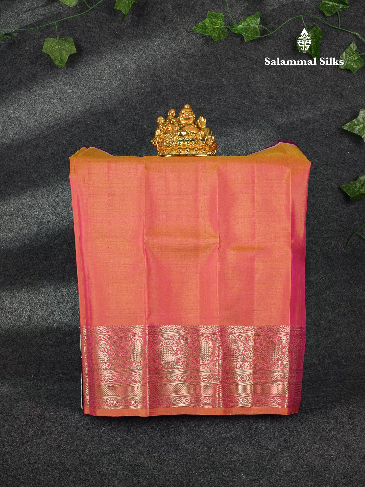 Beautiful Pure Silk Pattu Pavadai (Magenta Pink) With Contrast Orange Blouse 18"