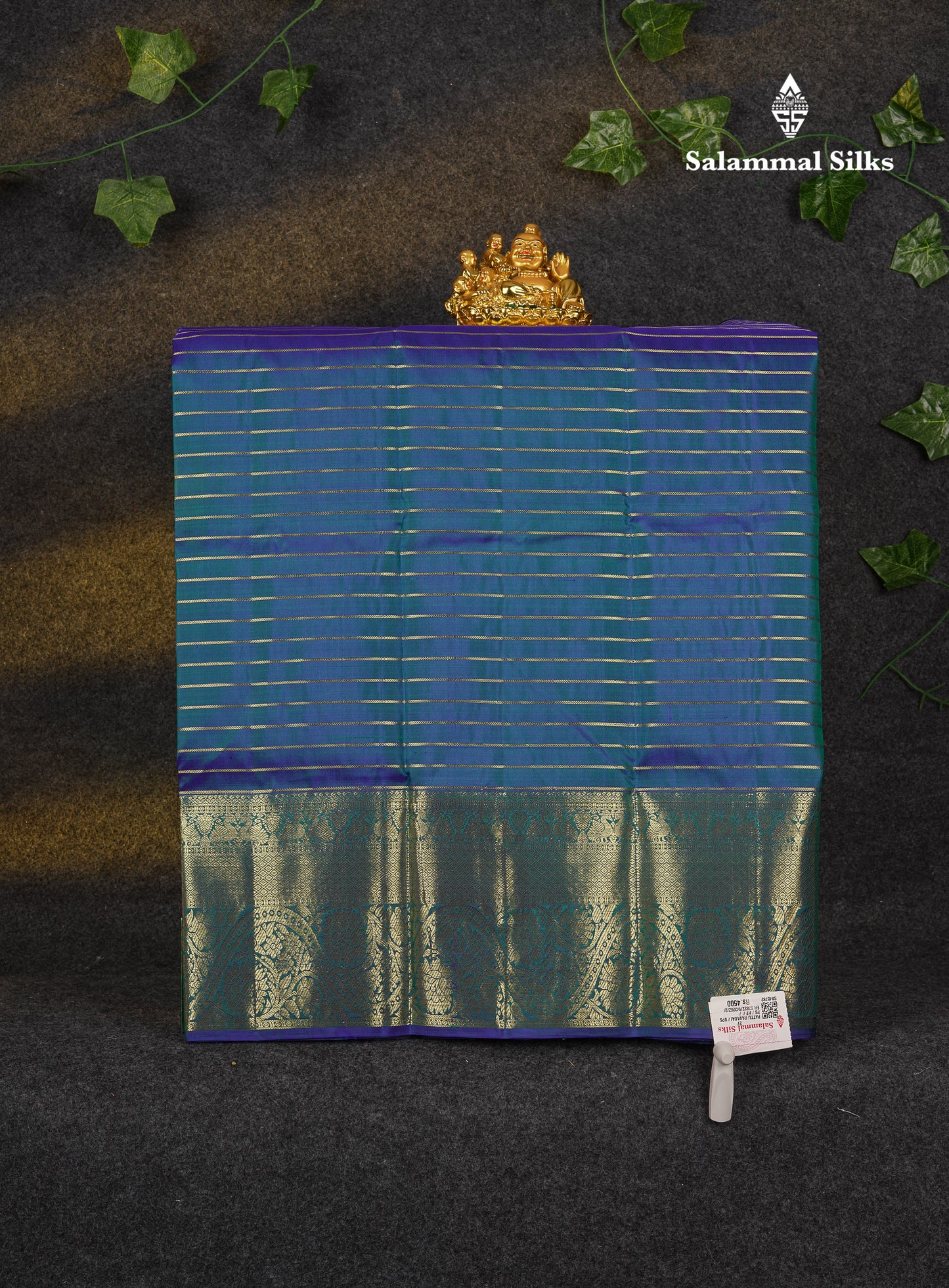 Beautiful Pure Silk Pattu Pavadai Checks With Butta (Manthulir Yellow) With Contrast Purple Blouse 27"