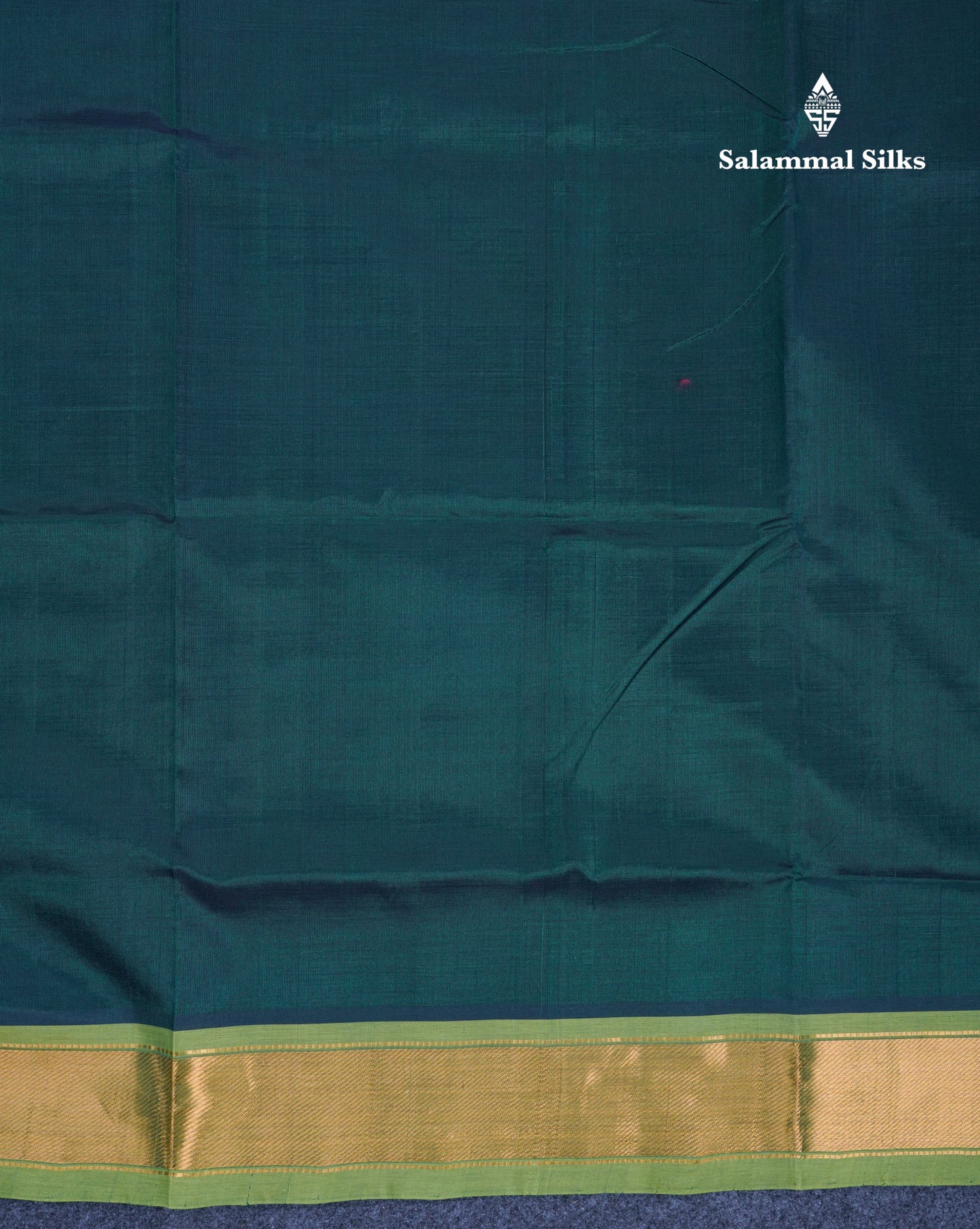 Bottle Green Plain Pure Silk Cotton Saree With Contrast Parrot Green Blouse