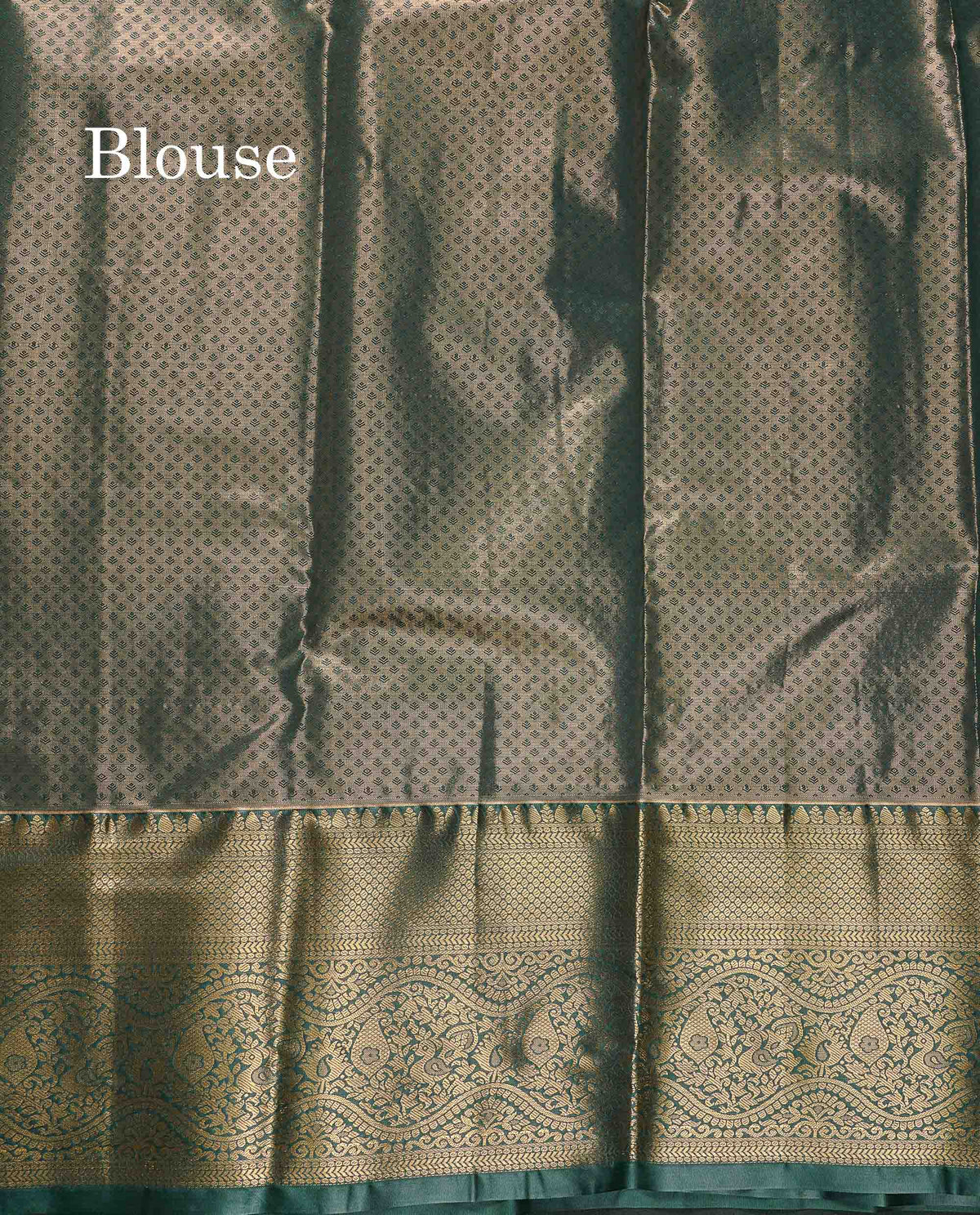 Tissue Bridal Semi Silk Saree - Beige Colour Body With Contrast Bottle Green Border