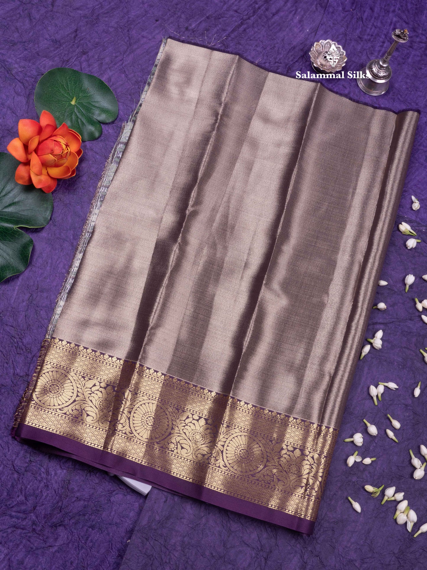 Semi Silk Pattu Pavadai (Elaichi Green) with Brown Colour Blouse 18"