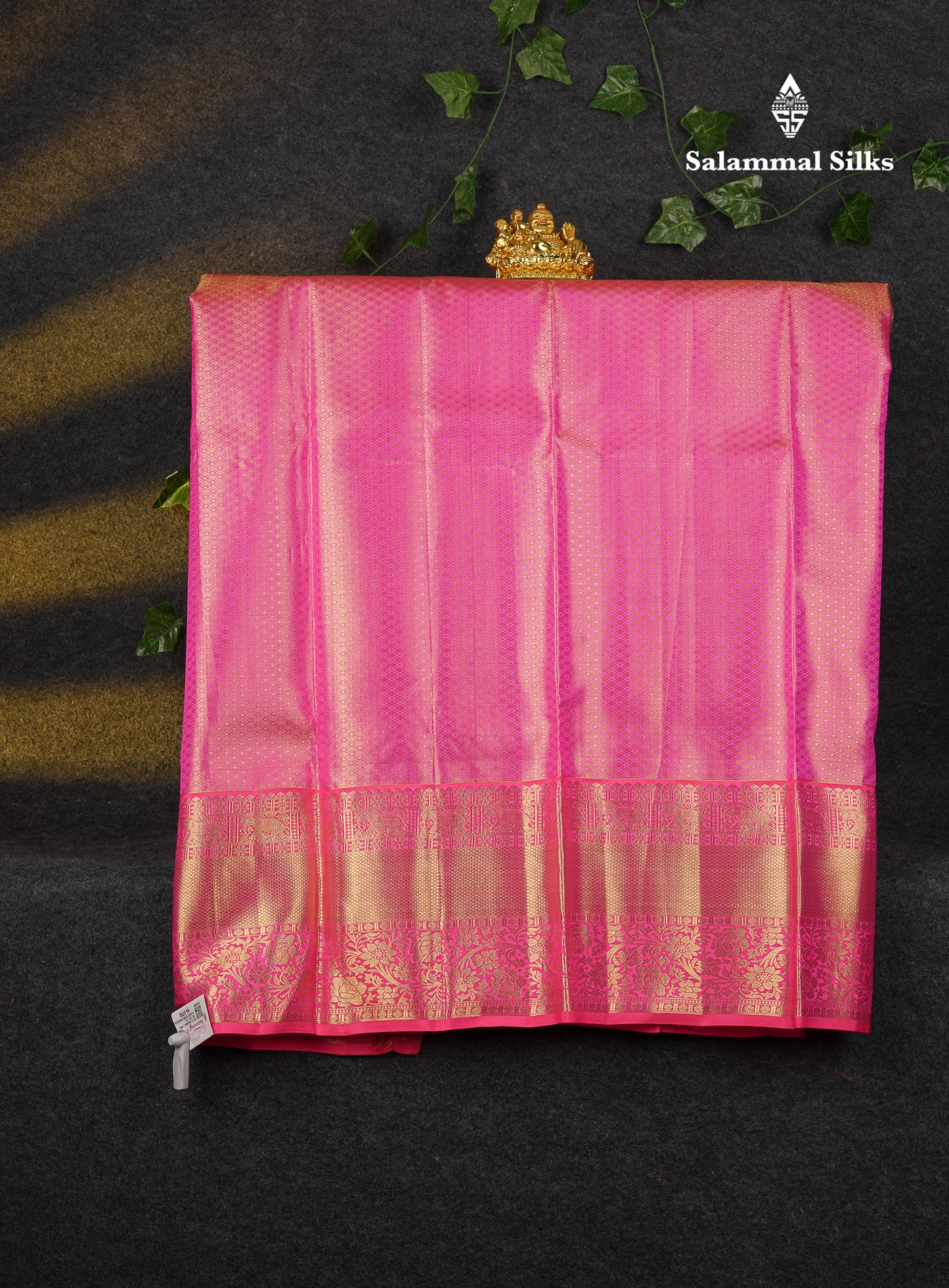 Beautiful Pure Silk Pattu Pavadai Tissue (Yellow) With Contrast Pink Blouse 45"
