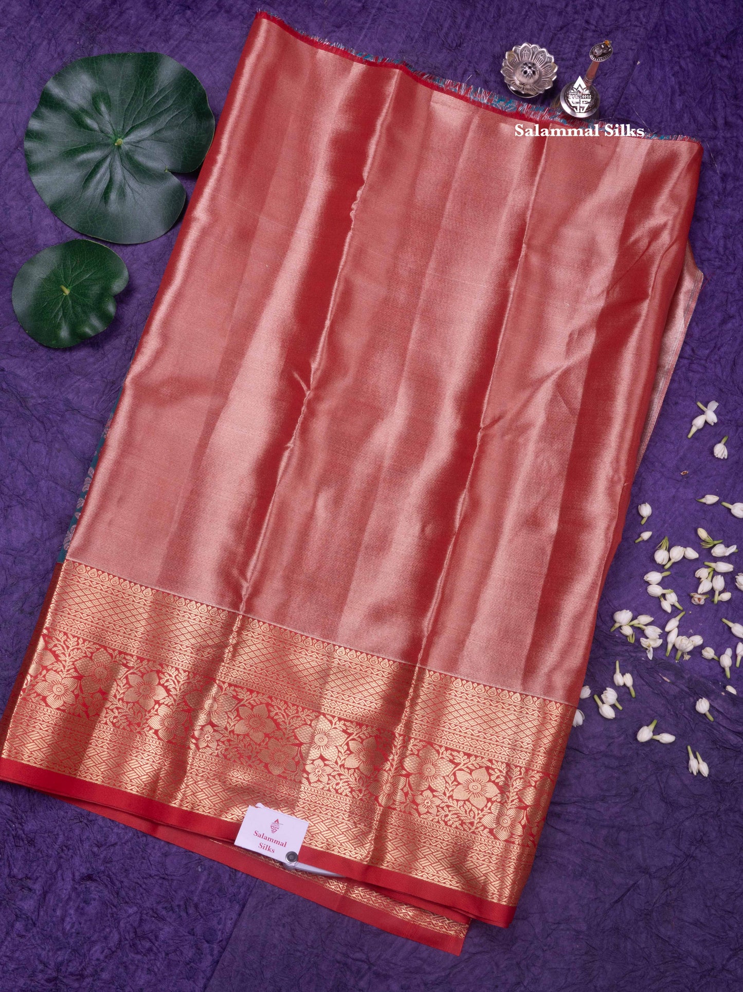 Semi Silk Pattu Pavadai (Sapphire Green) with Red colour Blouse 27"