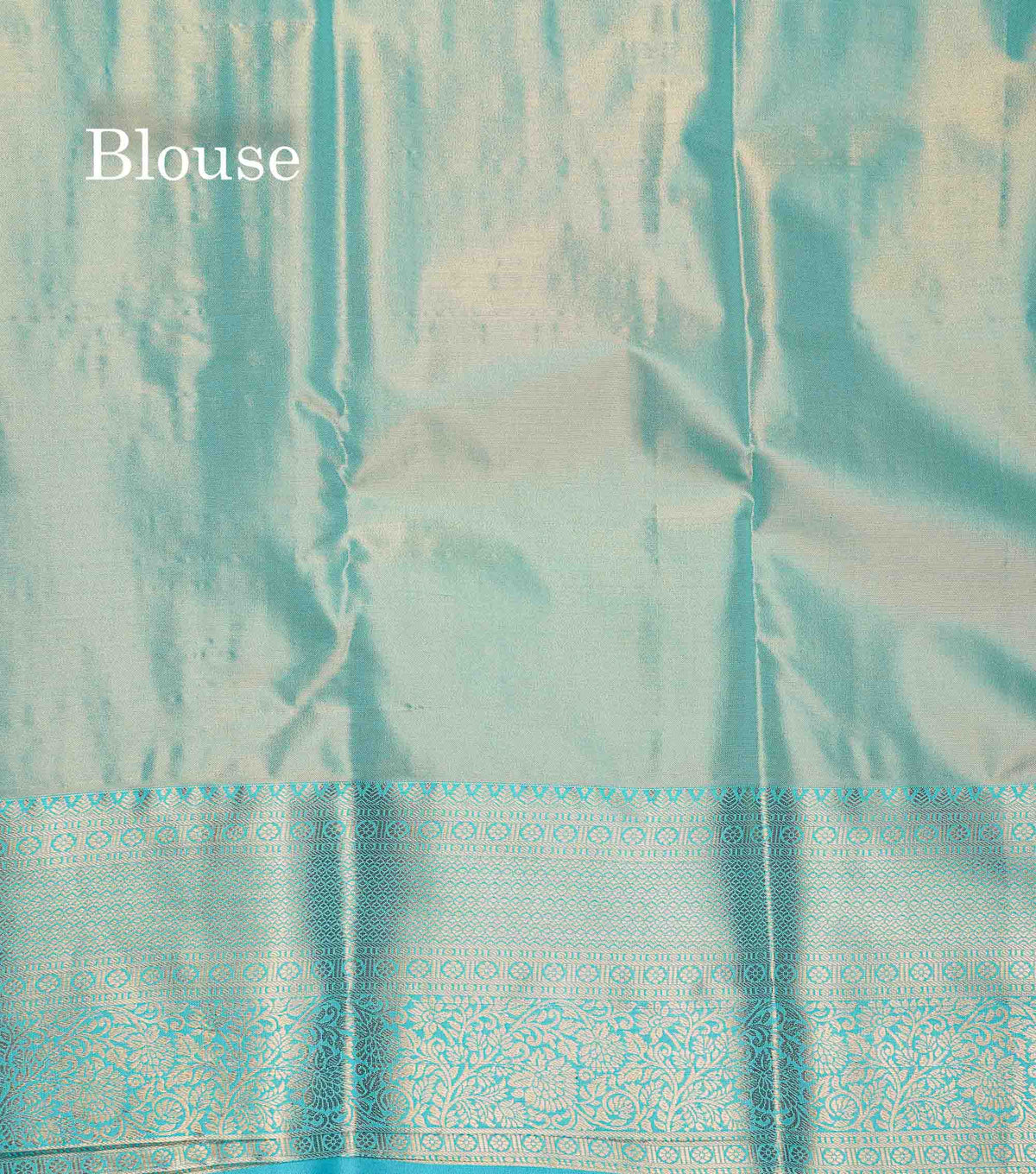 Tissue Bridal Semi Silk Saree - Cream Gold Colour Body With Contrast Light Blue Border