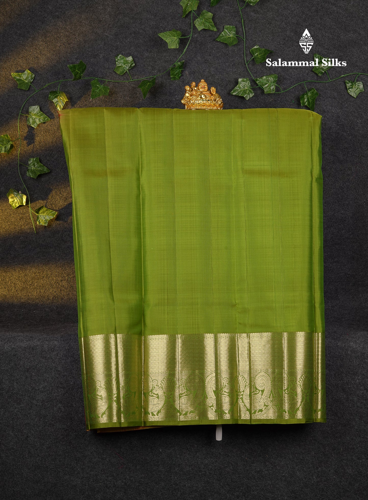 Beautiful Pure Silk Pattu Pavadai Checks With Butta (Chilly Red) With Contrast Olive Green Blouse 45"