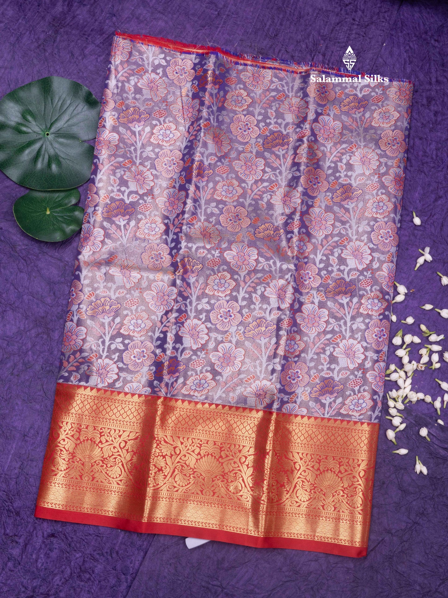 Semi Silk Pattu Pavadai (Light purple) with Maroon colour 27"