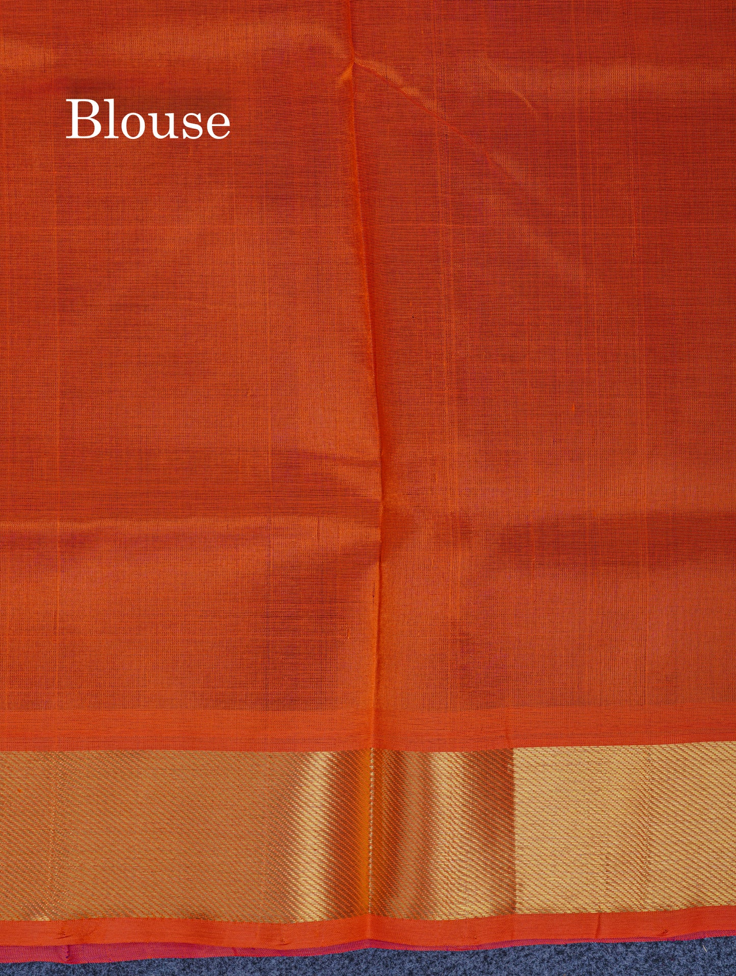 Dark Purple Plain Pure Silk Cotton Saree With Contrast Orange Blouse