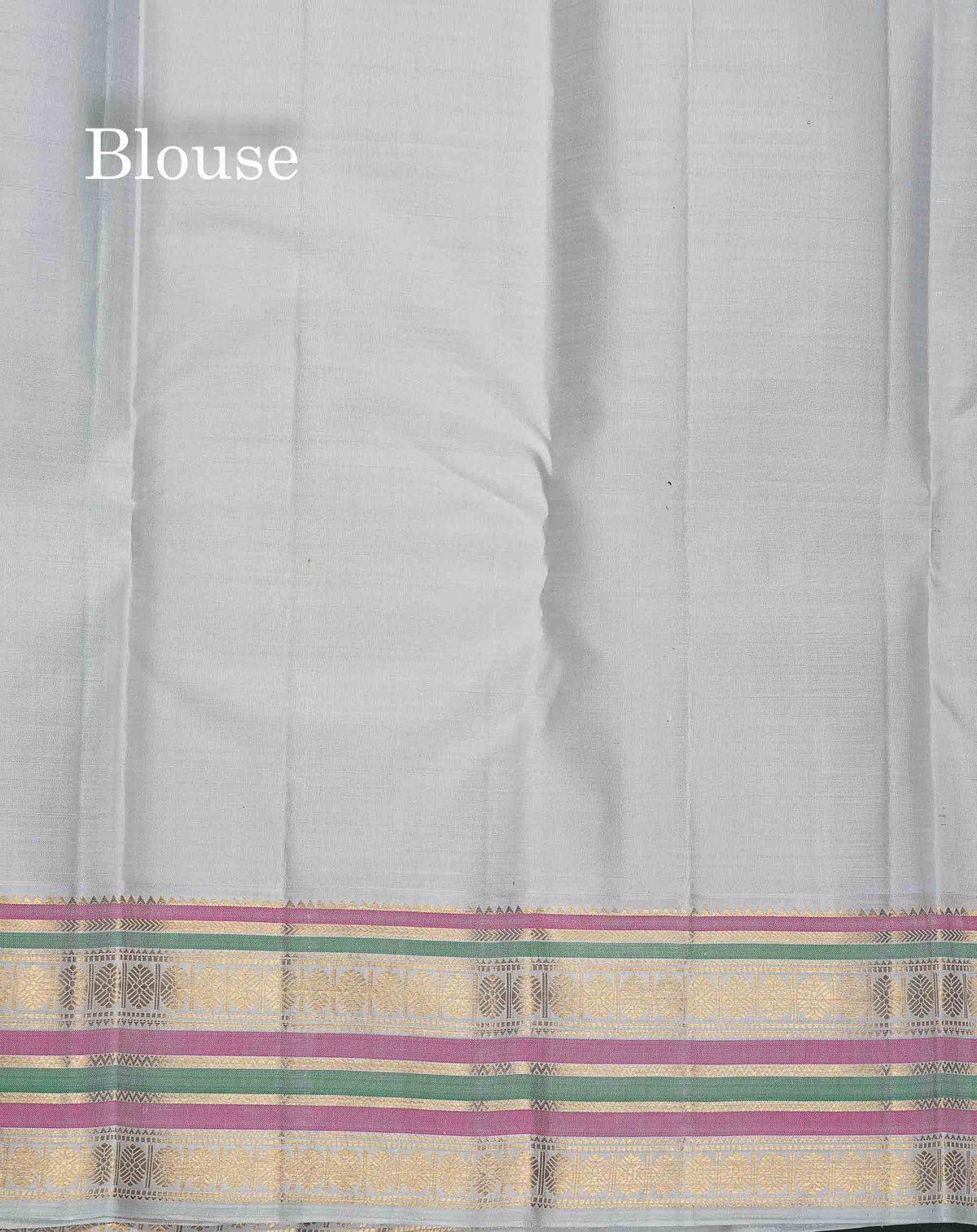 Korvai Pure Kanjivaram Silk Saree - Bottle Green Colour Body With Contrast Silver Border