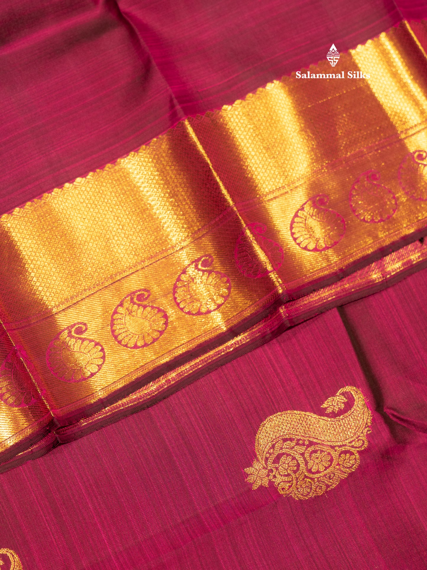 Kanjivaram Beautiful Magenta Pure Silk Saree With Gold Zari Border