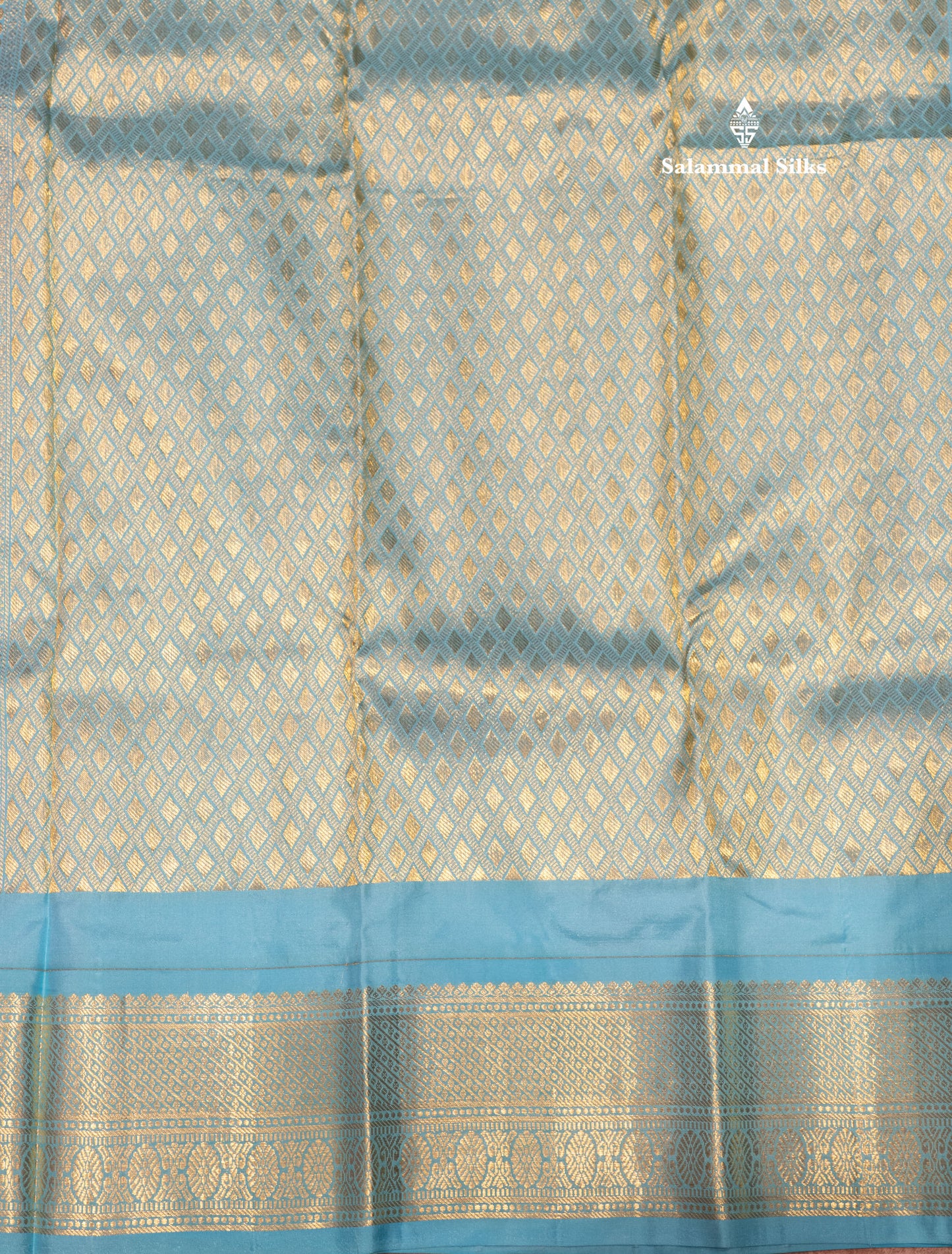Kanjivaram Beautiful Baby Pink Silver And Gold Zari Buttas Pure Silk Saree With Light Anandha Blue Border