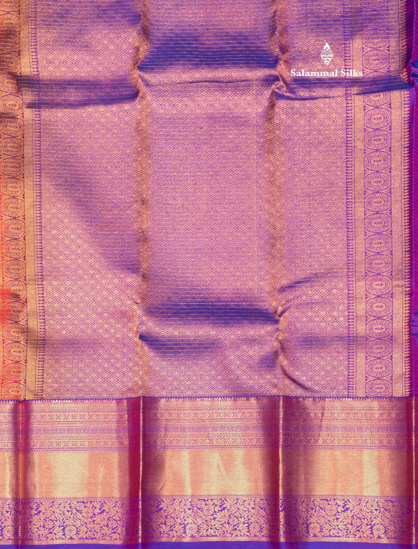 Kanjivaram Beautiful Reddish Pink Pure Silk Saree With Violet Border