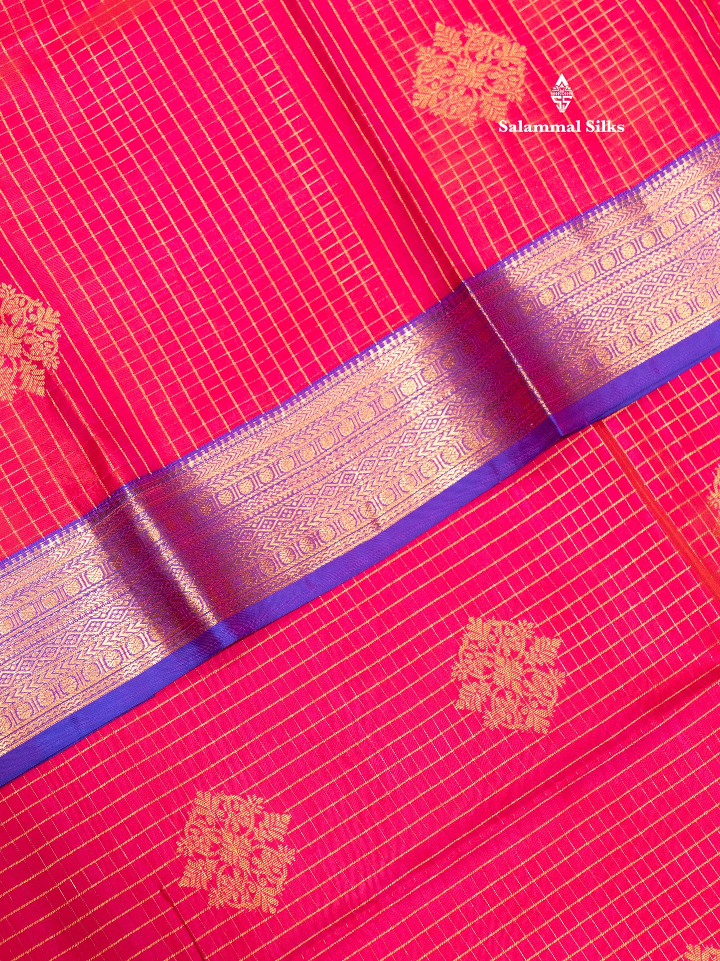 Kanjivaram Beautiful Reddish Pink Pure Silk Saree With Violet Border