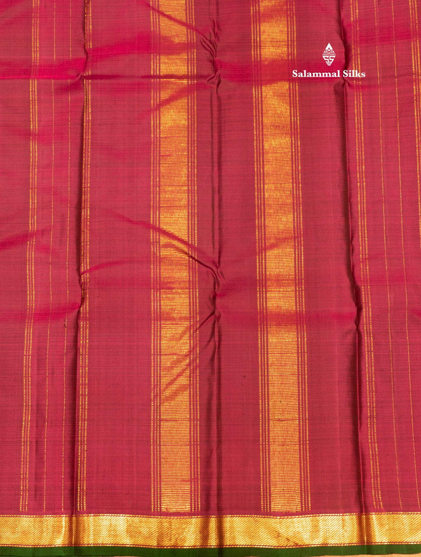 Kanjivaram Beautiful Green Plain Pure Silk Saree With Small Magenta Border