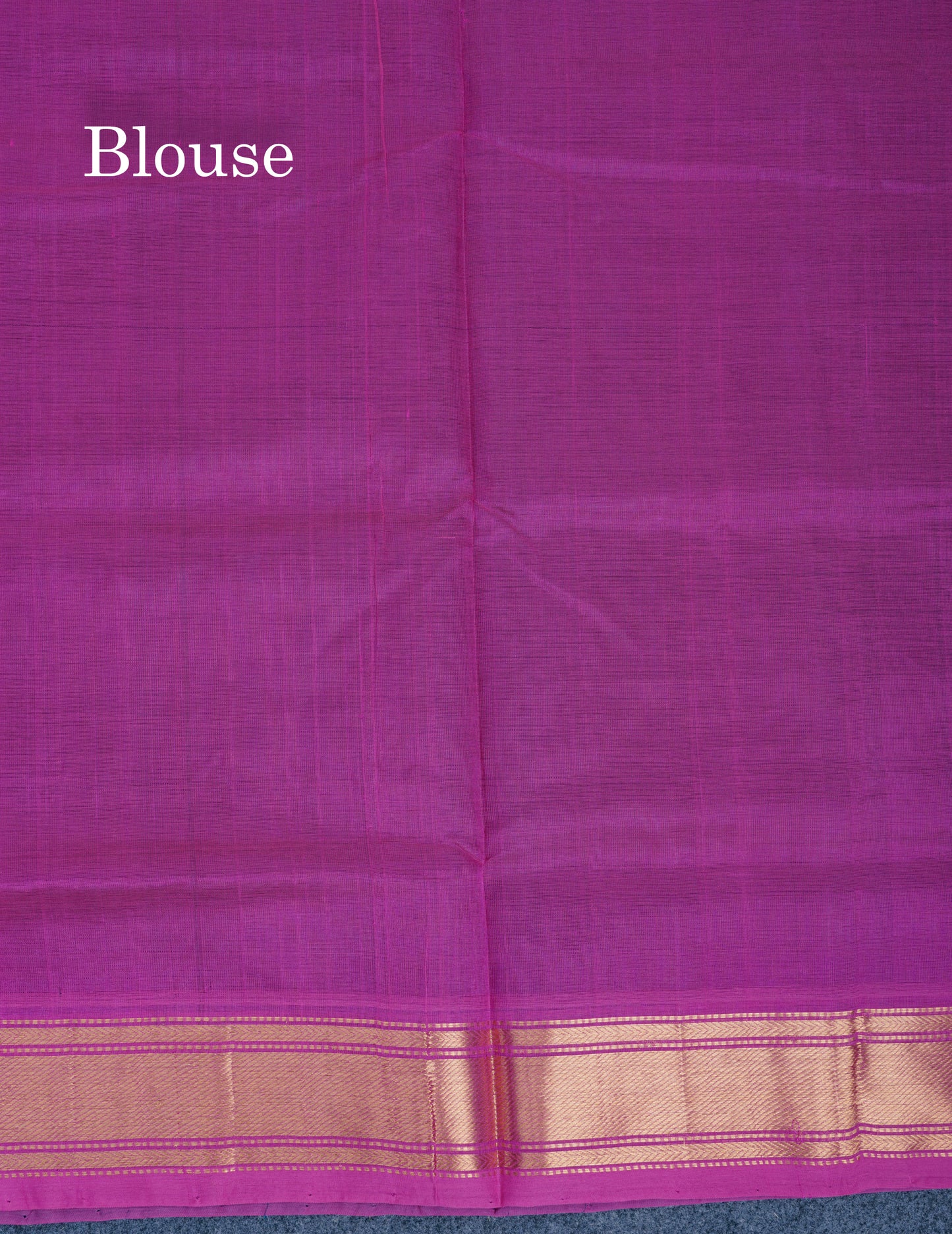 Peacock Blue Plain Pure Silk Cotton Saree With Contrast Magenta Pink Blouse