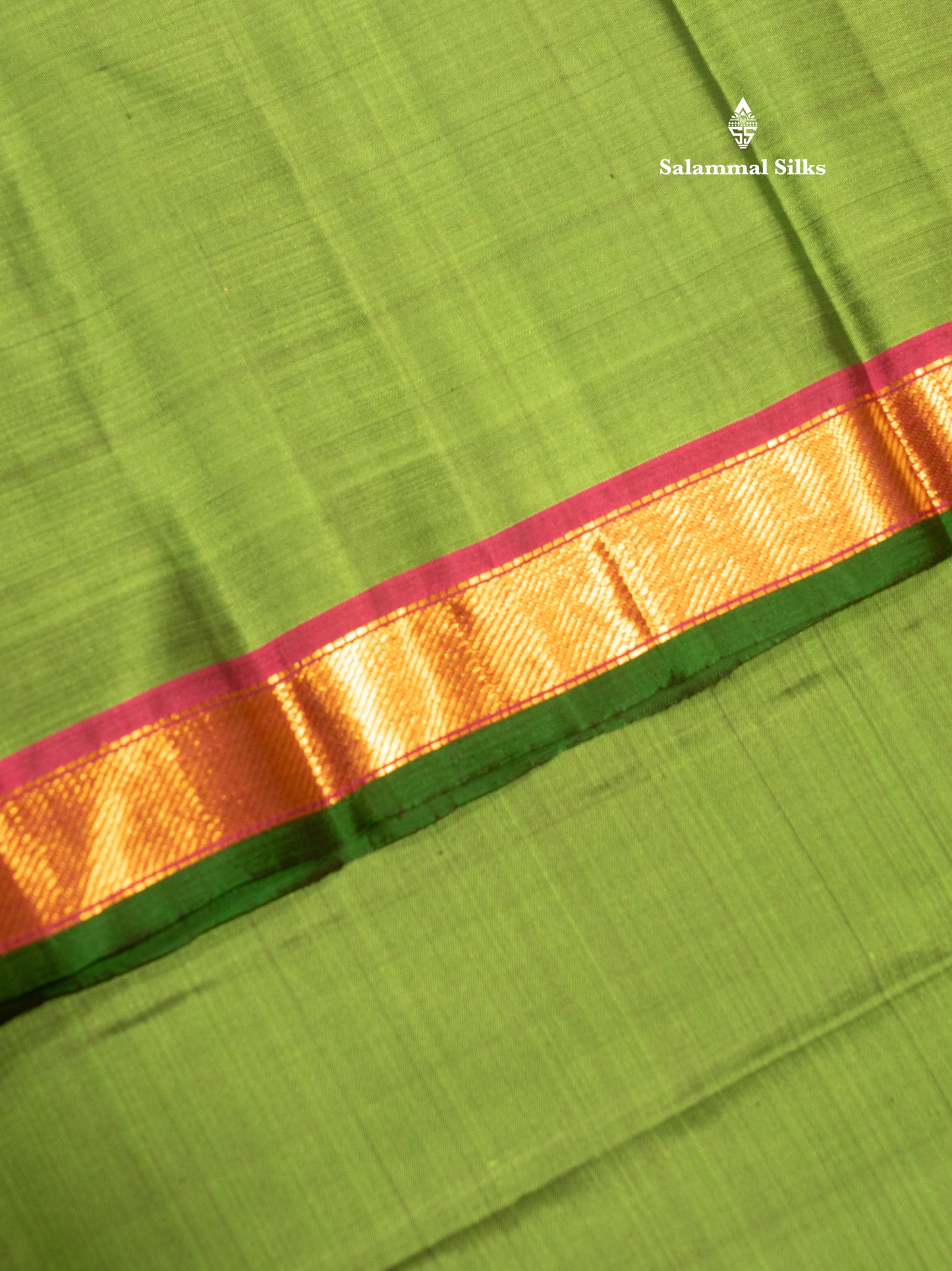 Kanjivaram Beautiful Green Plain Pure Silk Saree With Small Magenta Border