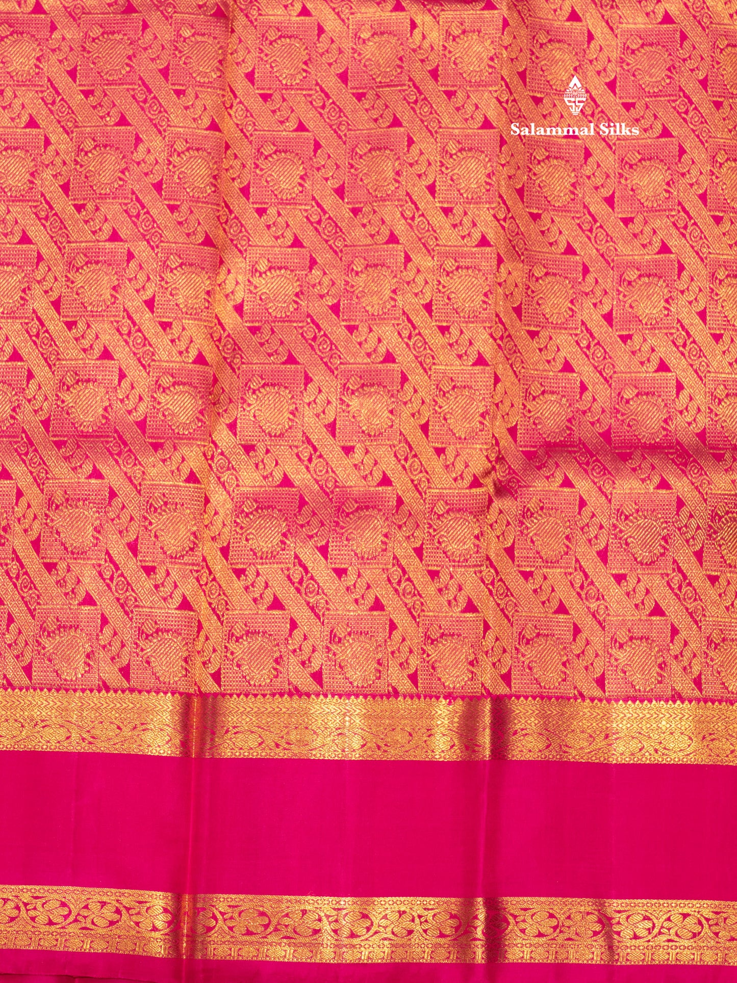 Kanjivaram Beautiful Dualtone Greenish Pink Checks Pure Silk Saree With Pink Gap Border