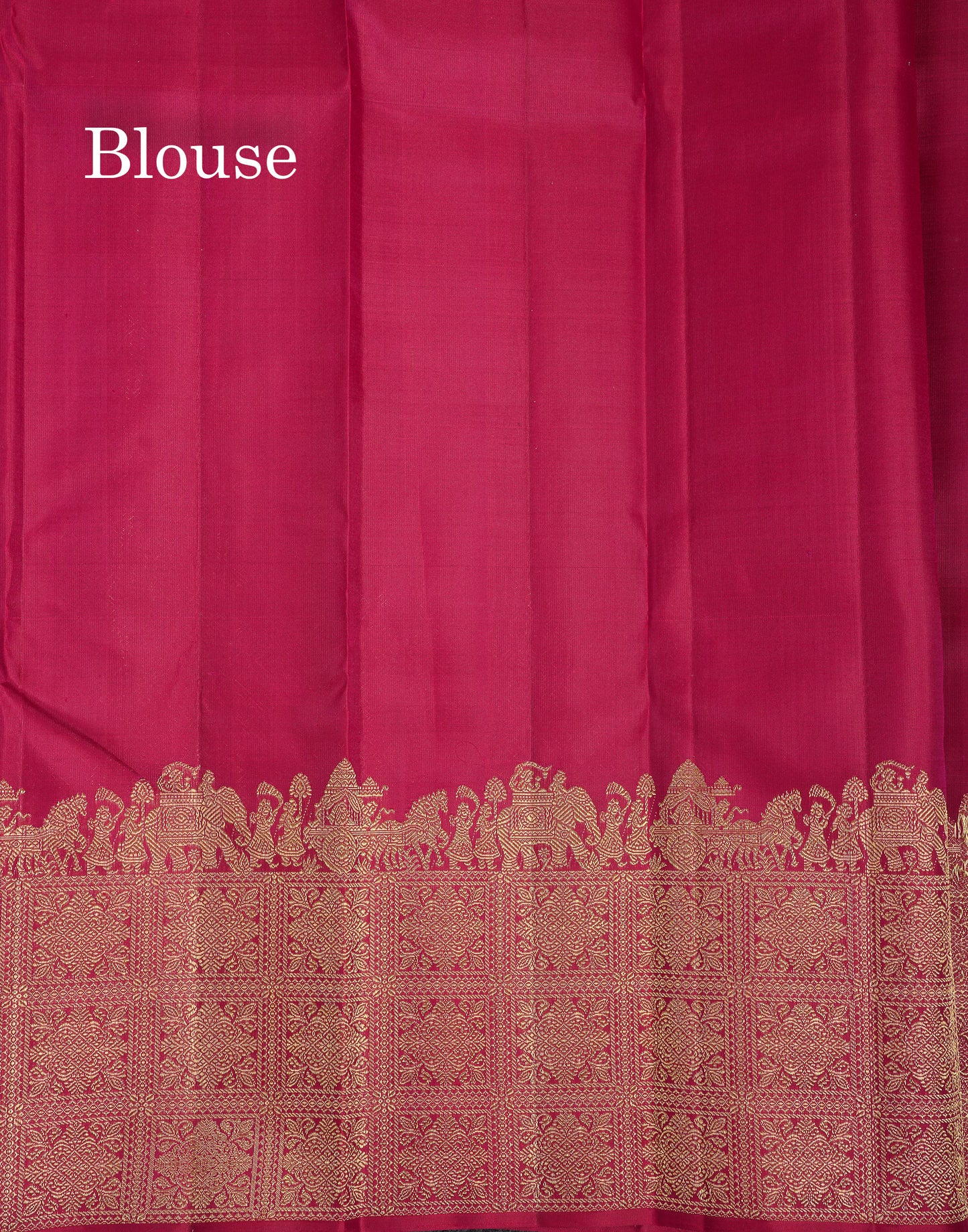 Beautiful Redish Magenta Pure Kanjivaram Silk Saree With Traditional Evening Morning Border