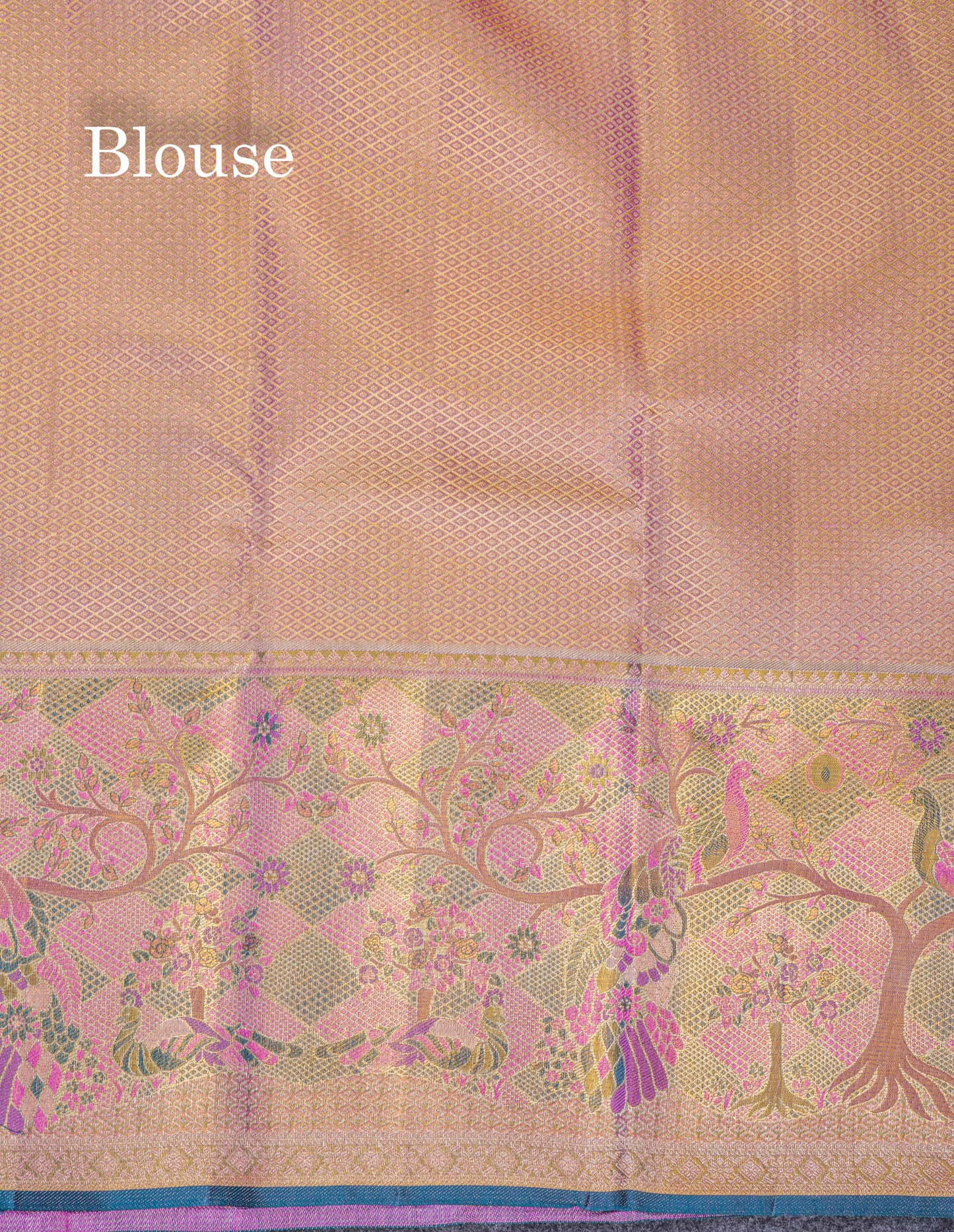 Beautiful Light Pink Tissue Menakari Work Bridal Pure Kanjivaram Silk Saree With Fancy Border